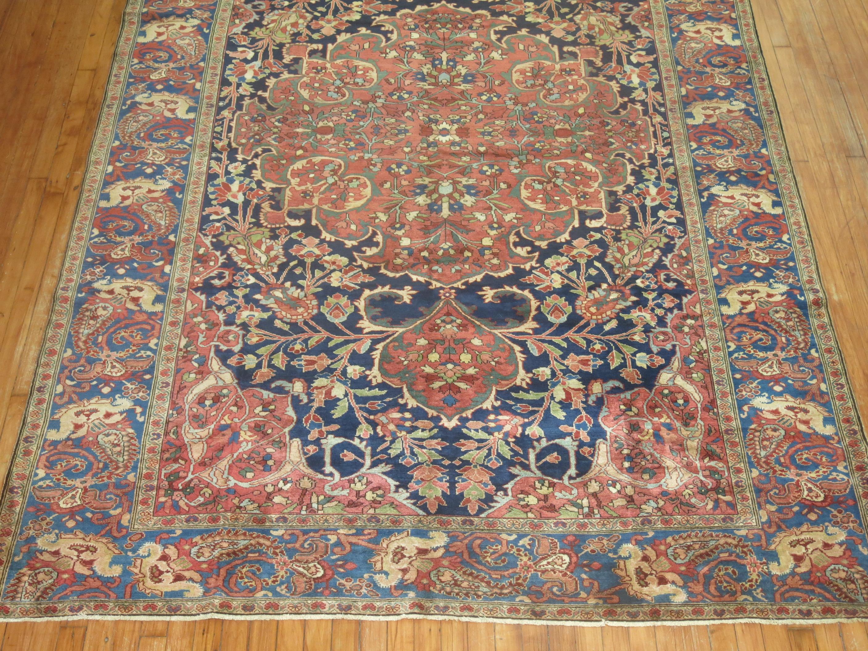 Wool Antique Persian Sarouk Ferahan Rug For Sale