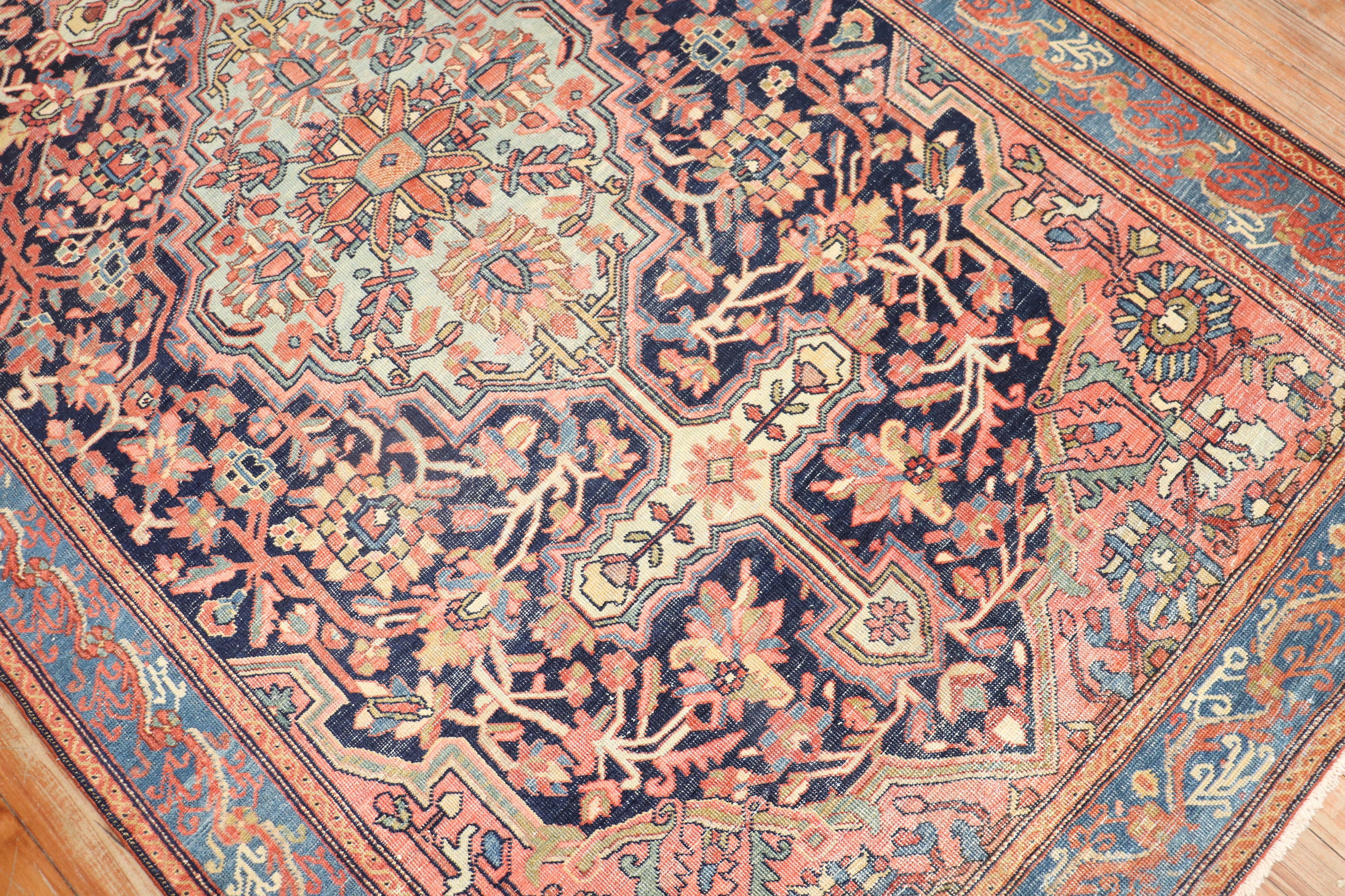 Hand-Knotted Antique Persian Sarouk Fereghan Rug For Sale
