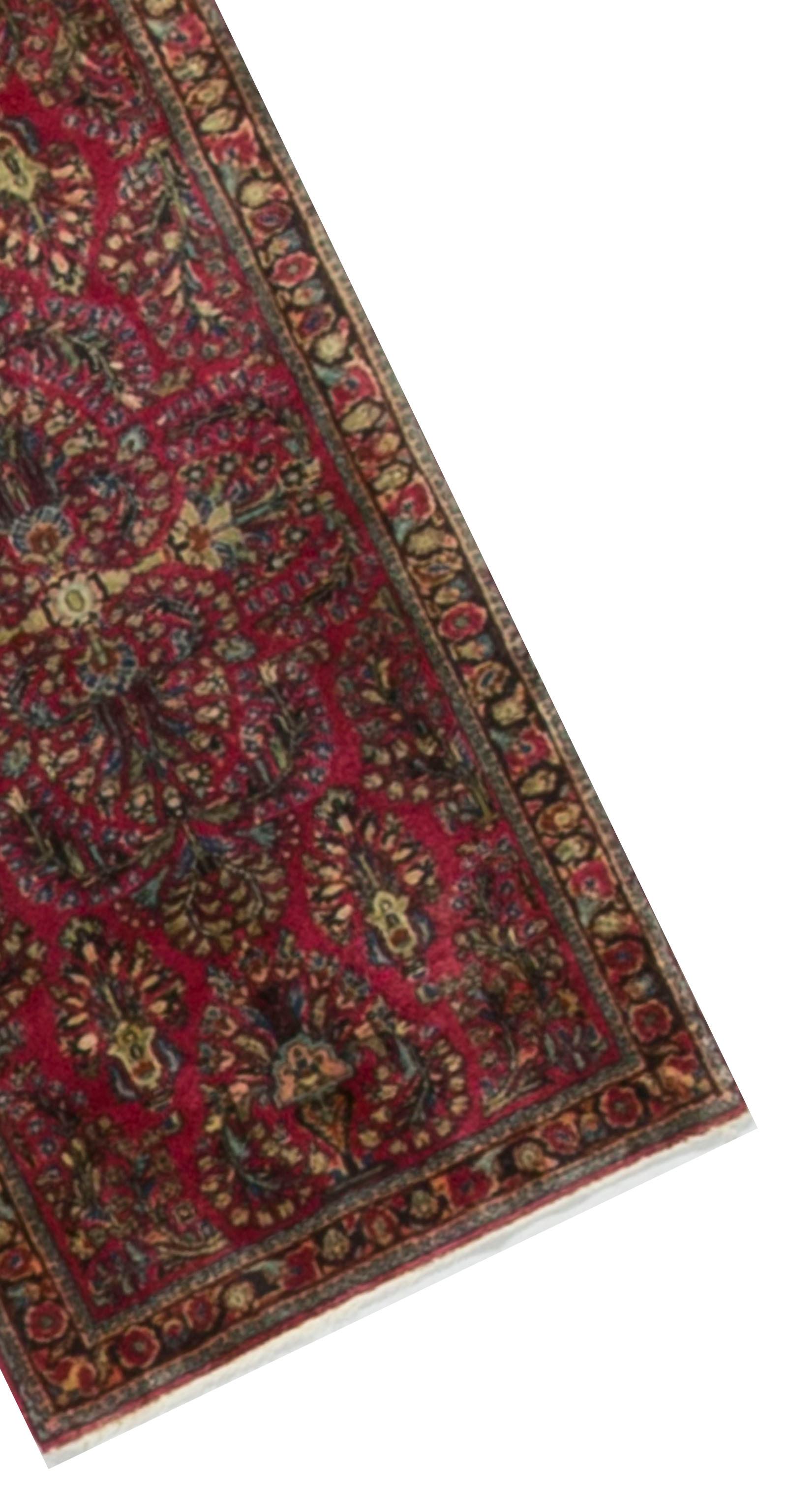 Kleiner persischer Sarouk-Teppich, um 1900. (Handgeknüpft) im Angebot