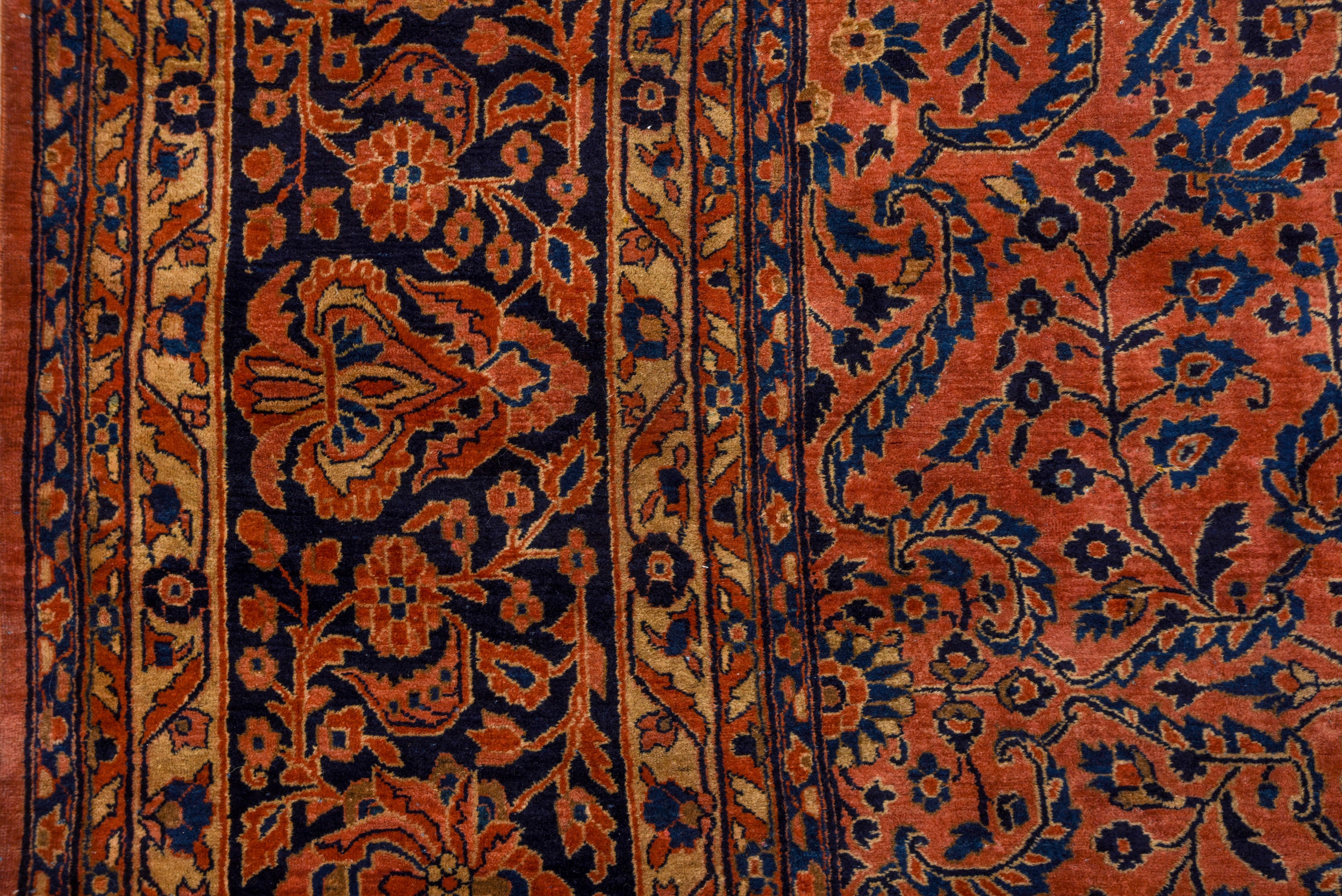 Mid-20th Century Antique Persian Sarouk Gallery Carpet, Orange Allover Field, Mansion Style For Sale