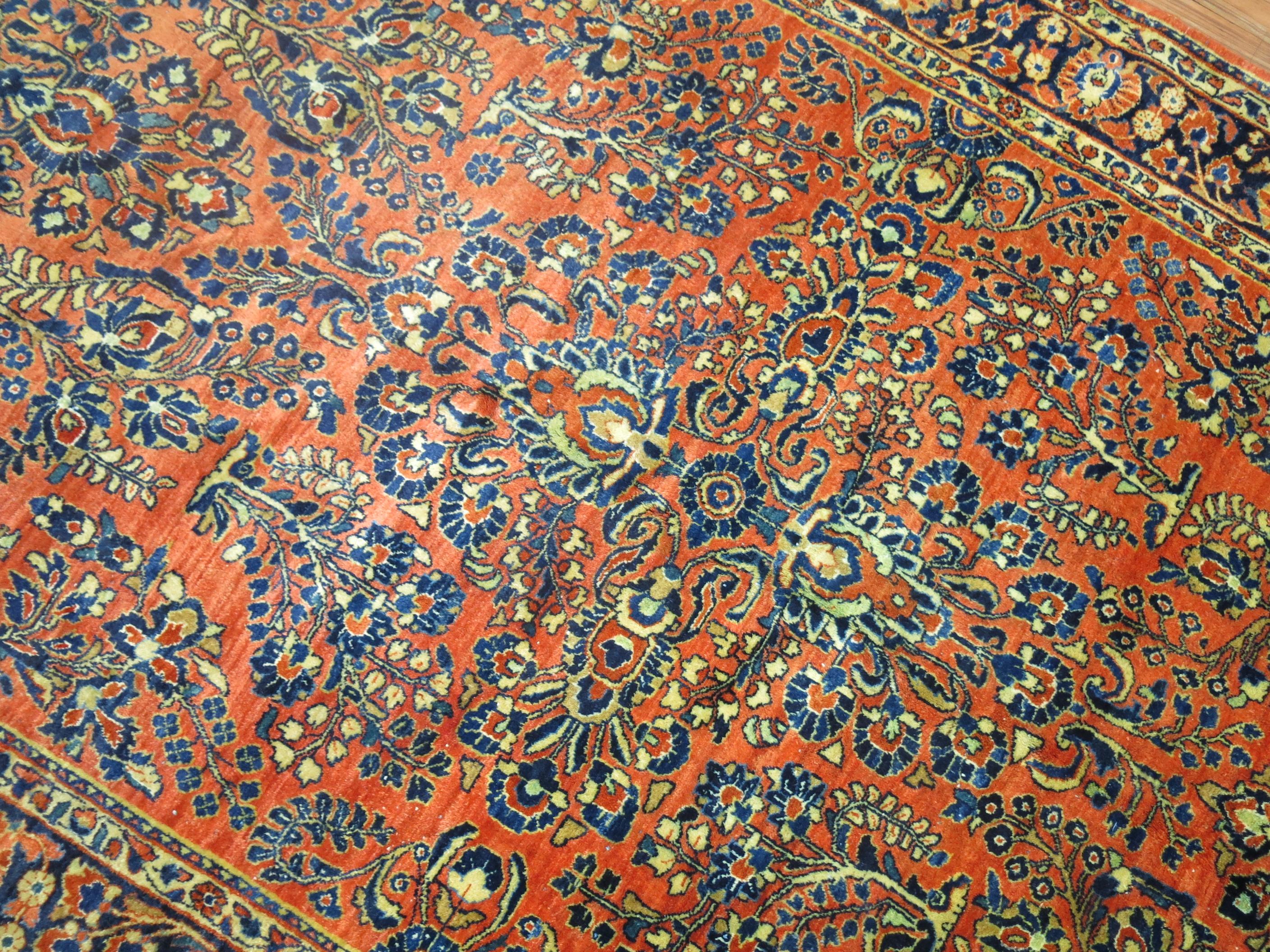 Sarouk Farahan Antique Persian Sarouk Intermediate Size Rug For Sale