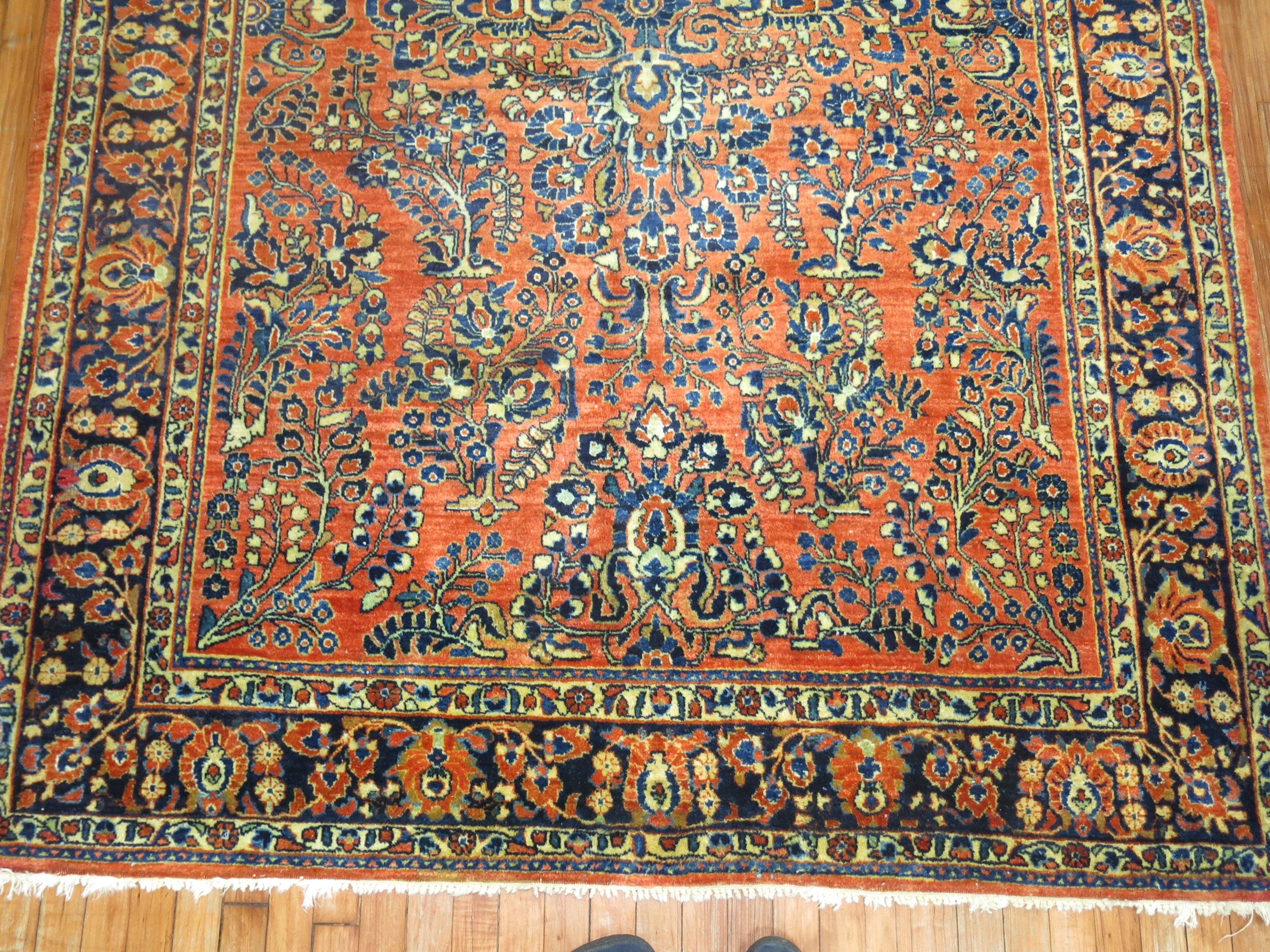 20th Century Antique Persian Sarouk Intermediate Size Rug For Sale