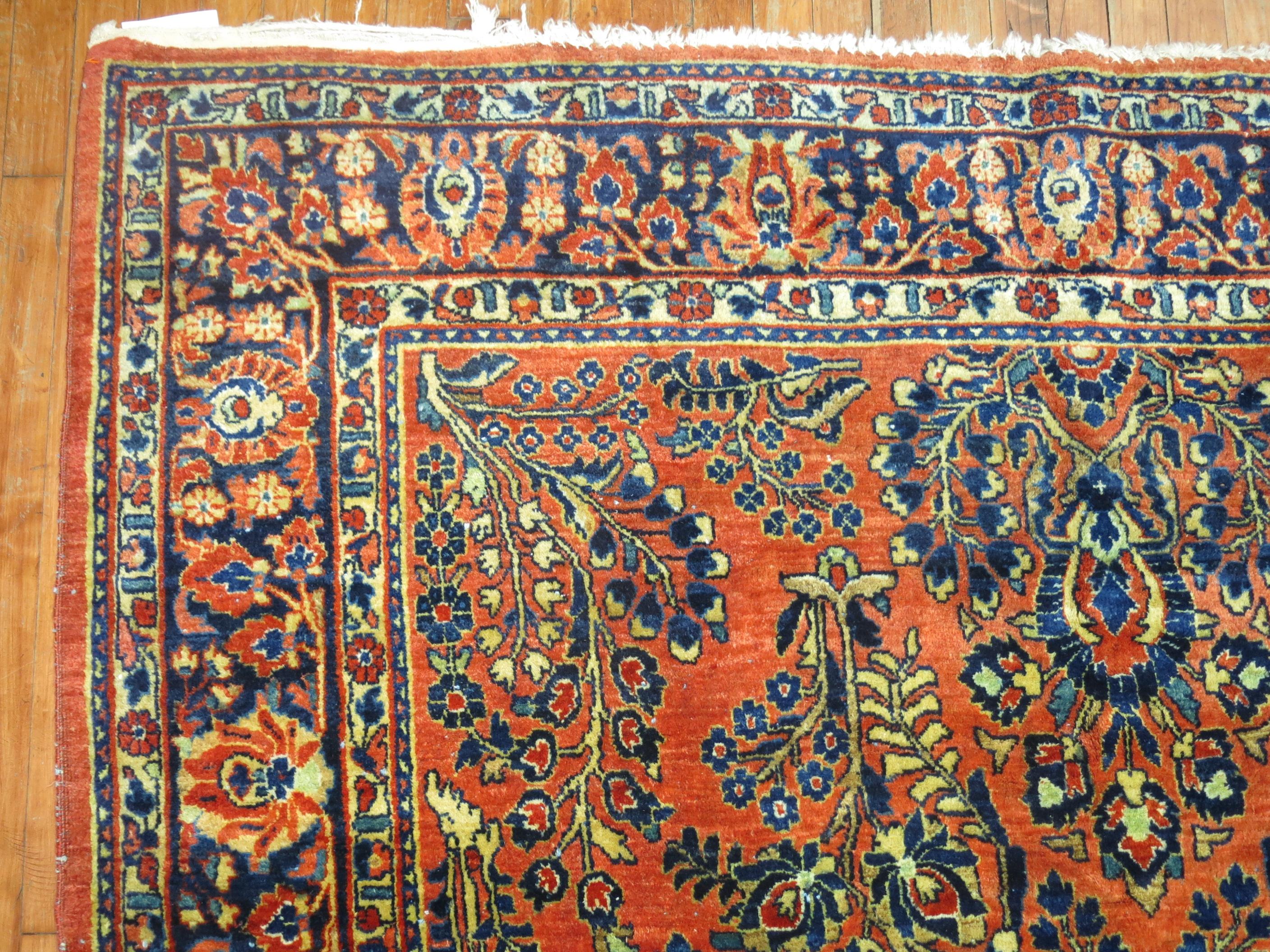 Antique Persian Sarouk Intermediate Size Rug For Sale 1