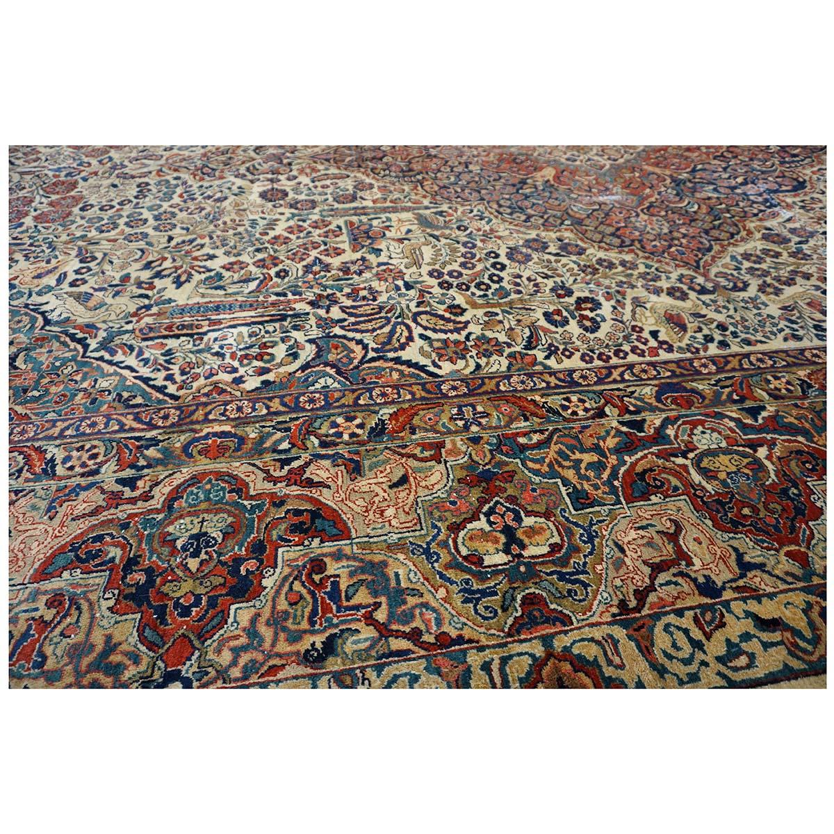 Antiker persischer Sarouk Mahajaran-Teppich in Übergröße 12x19 in Elfenbein, Marineblau und Rot im Angebot 5