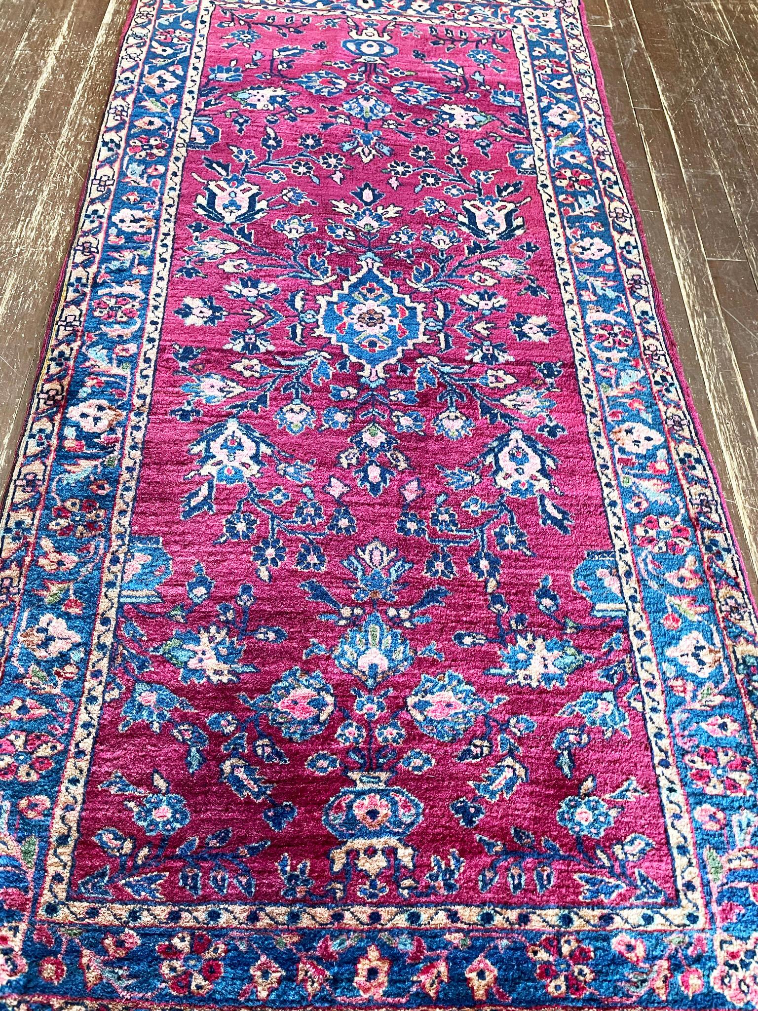 Hand-Knotted Antique Persian Sarouk Mohajeran Rug, C-1920 For Sale