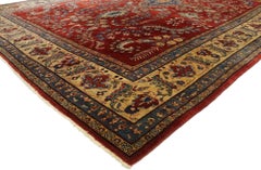 Antique Red Persian Floral Sarouk Carpet, 08'10 x 12'00