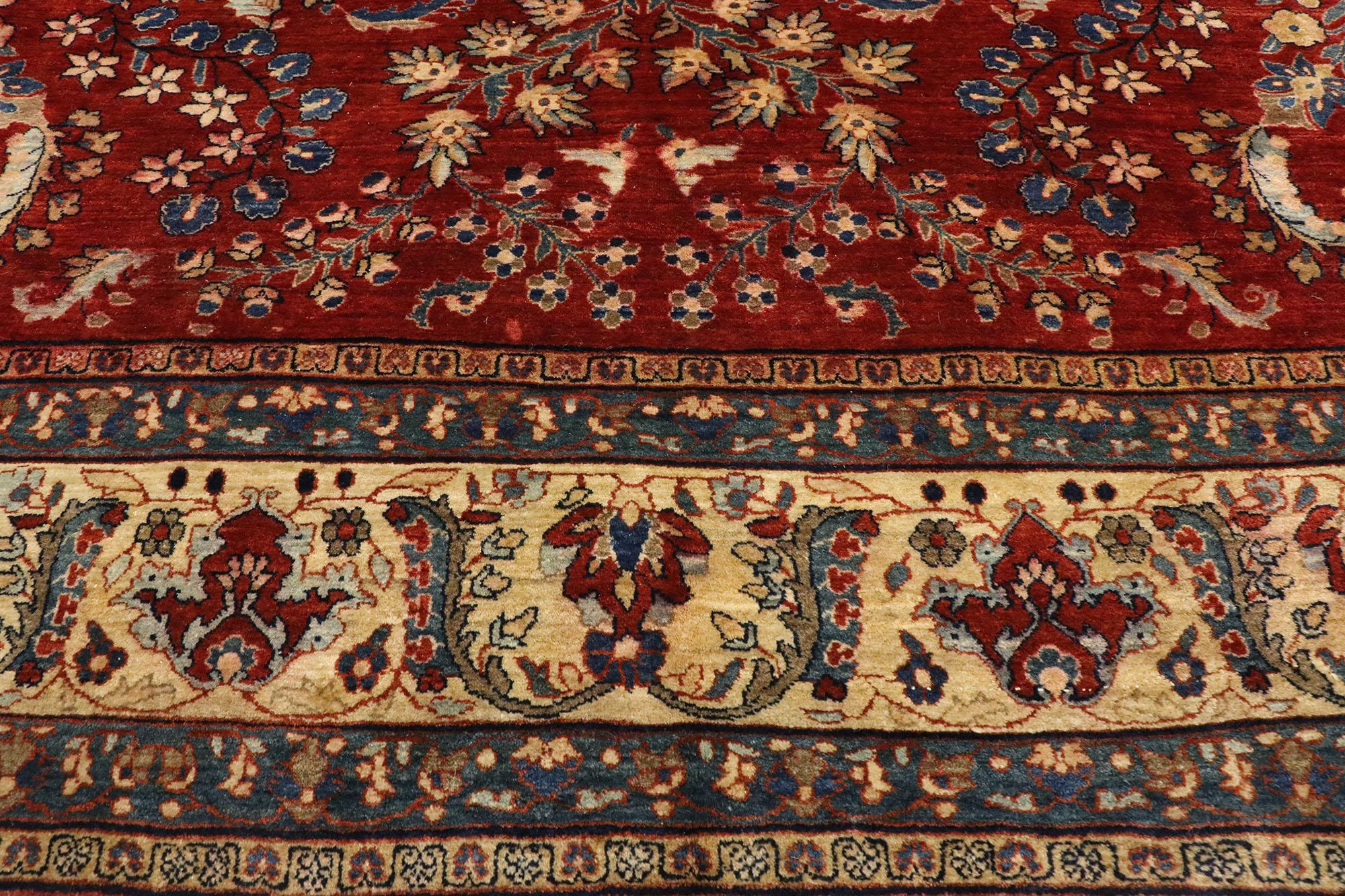 Hand-Knotted Antique Persian Sarouk Mohajeran Rug with Jacobean Style For Sale