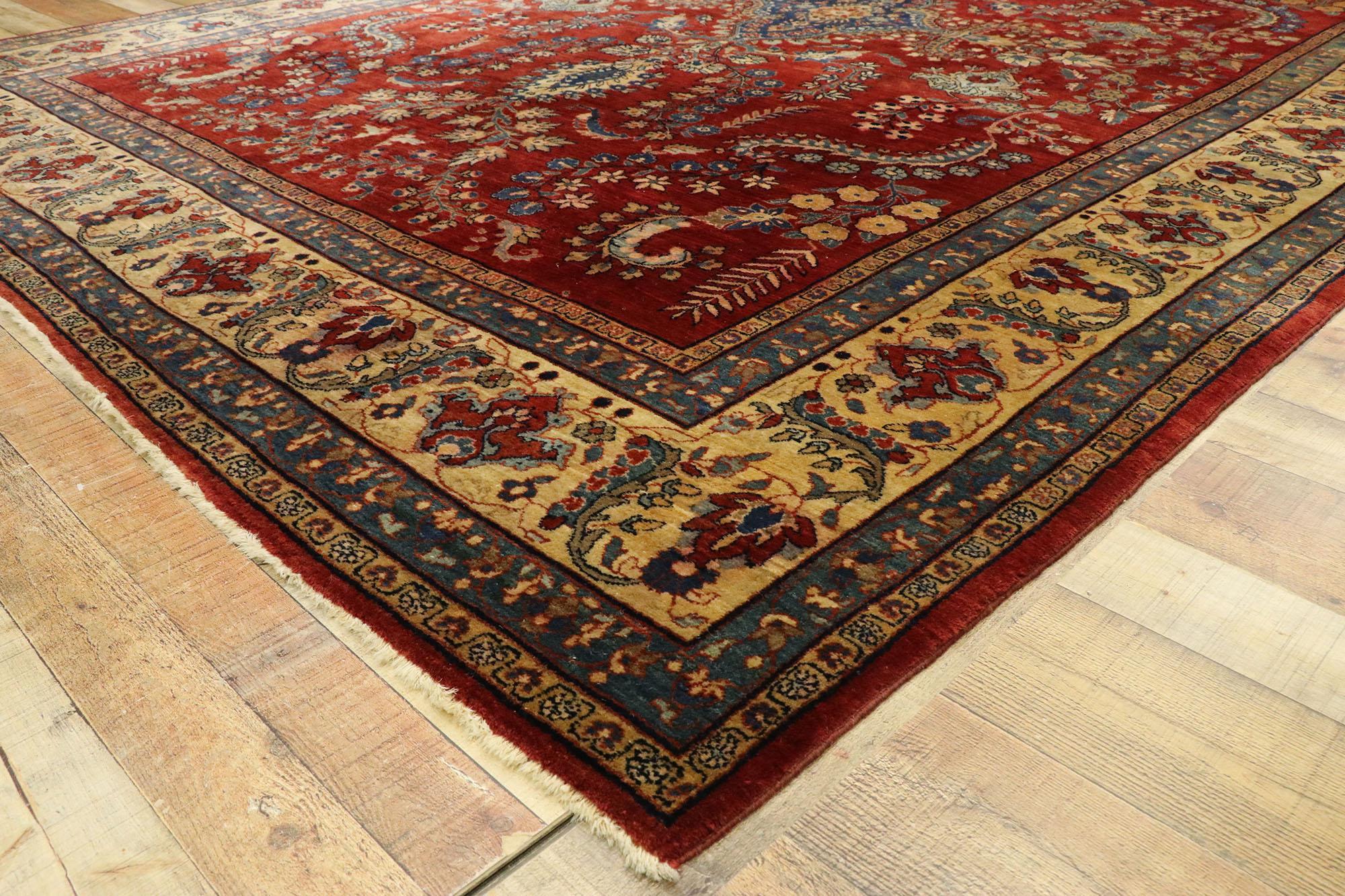20th Century Antique Persian Sarouk Mohajeran Rug with Jacobean Style For Sale