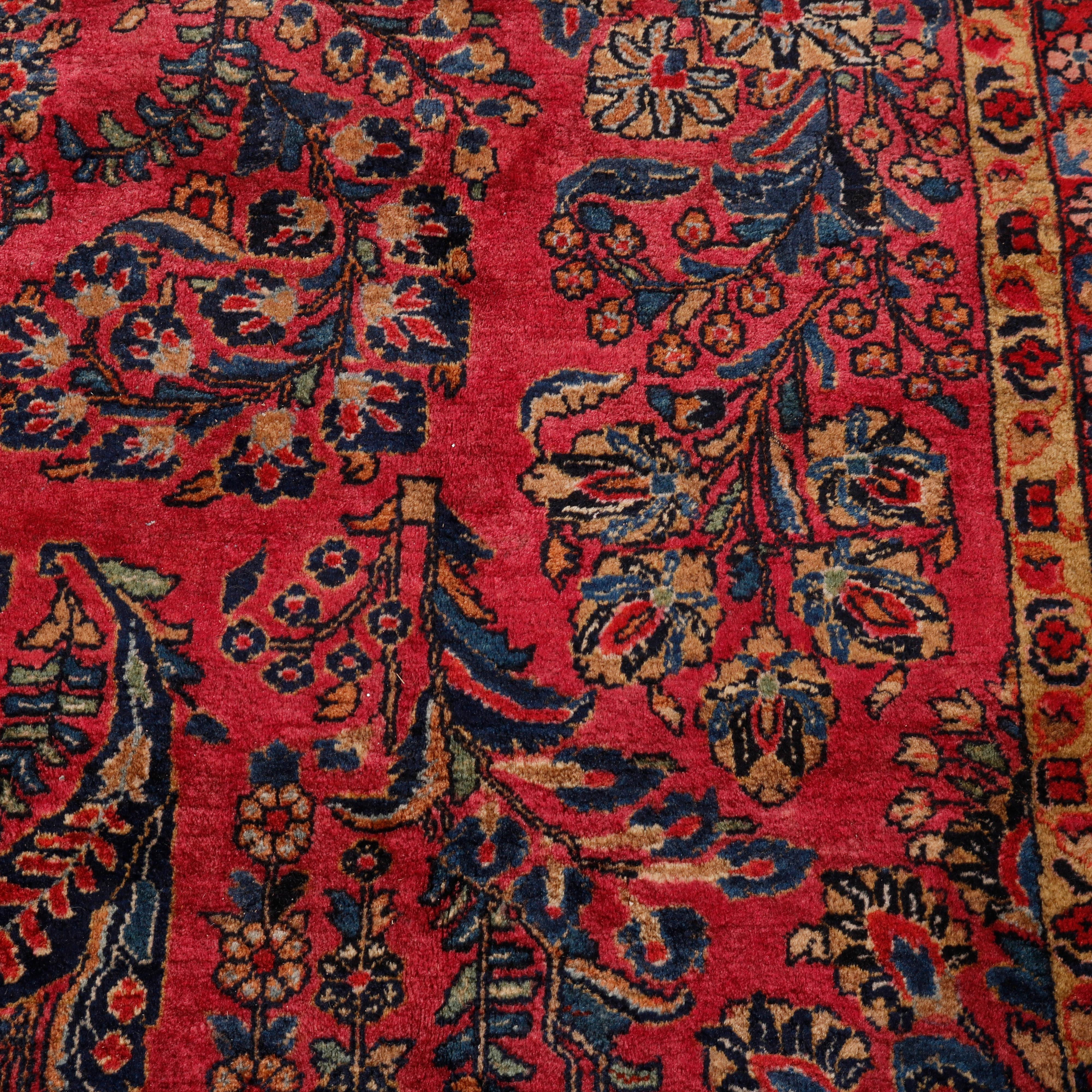 Antique Persian Sarouk Oriental Room Size Wool Rug, Circa 1930 4