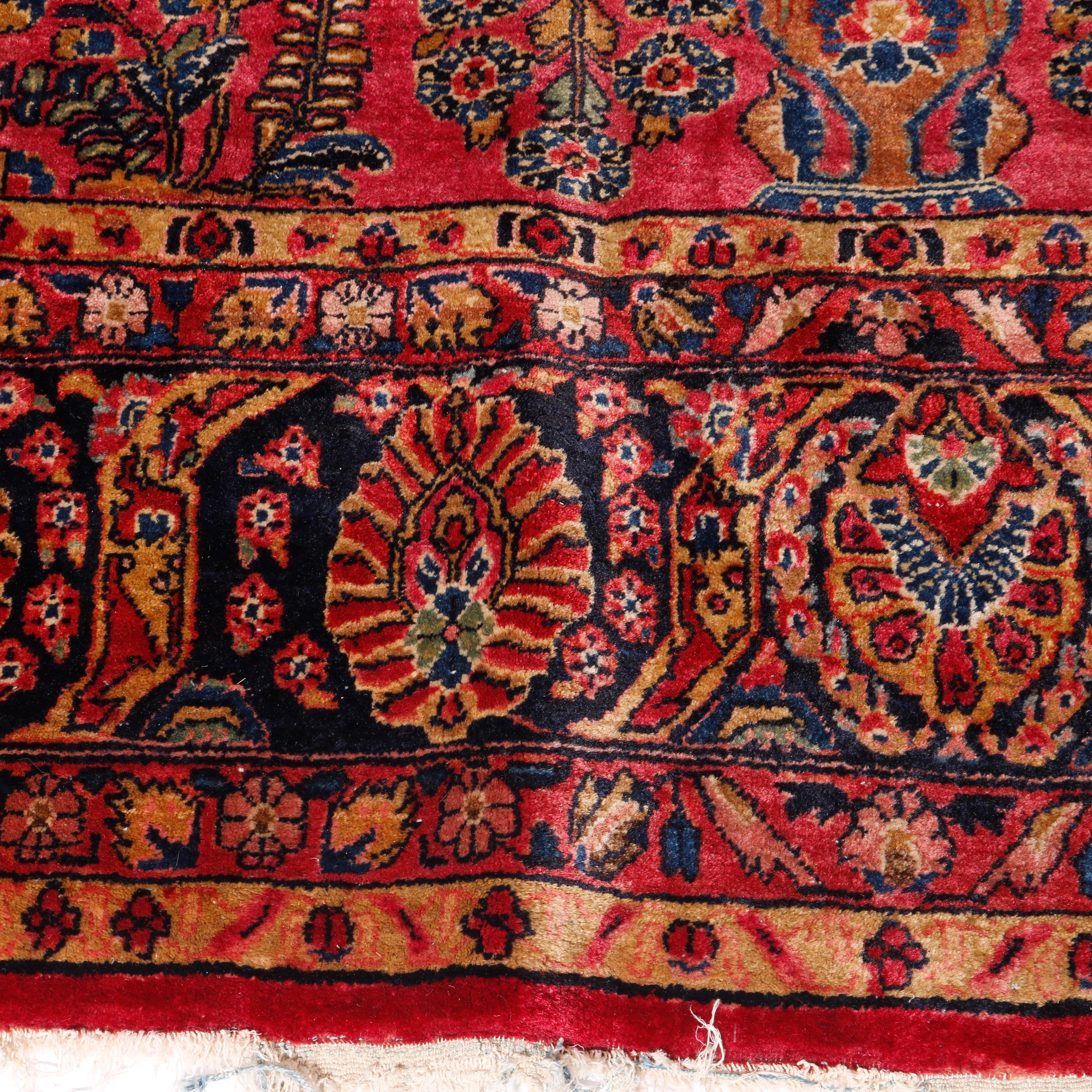 Antique Persian Sarouk Oriental Room Size Wool Rug, Circa 1930 6