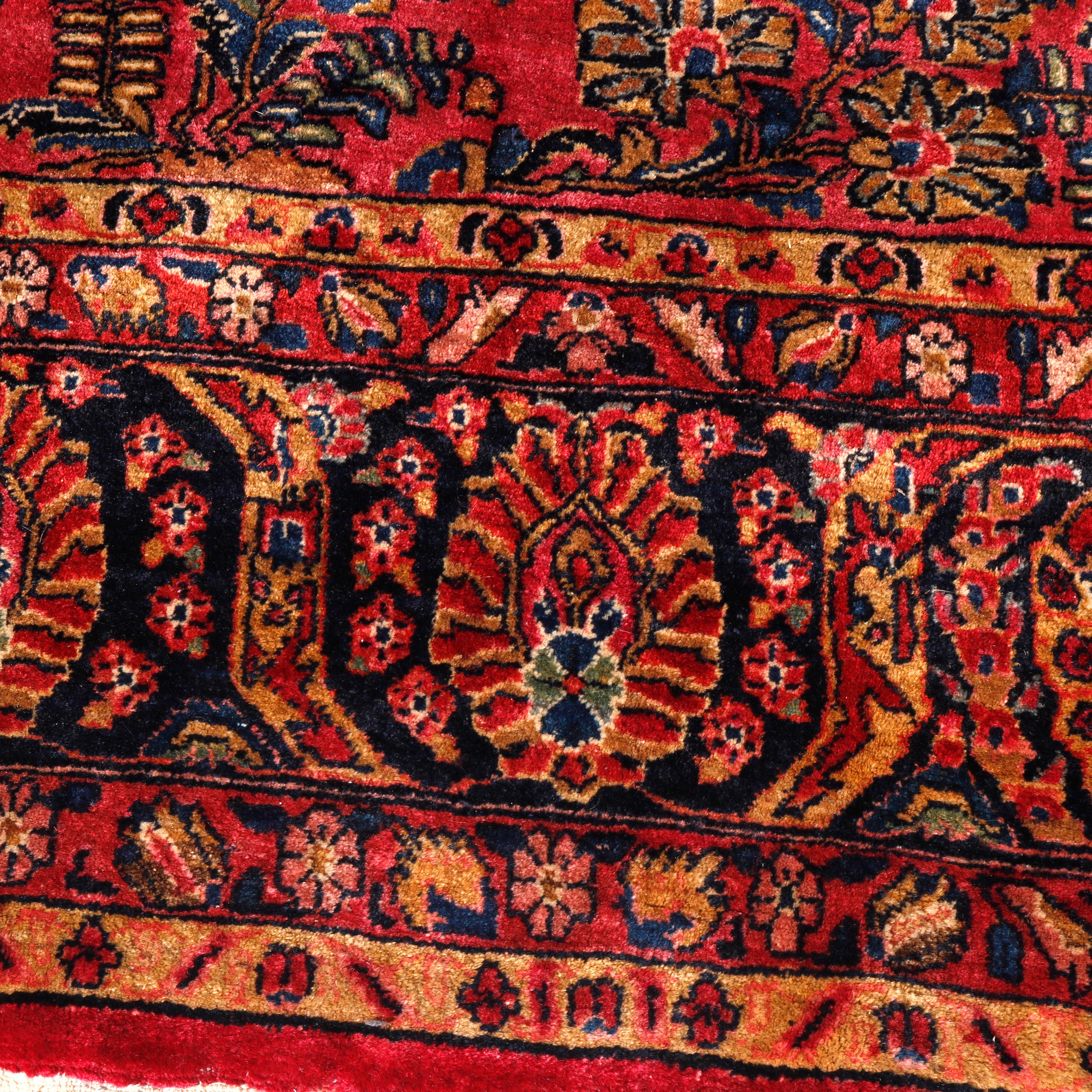 Antique Persian Sarouk Oriental Room Size Wool Rug, Circa 1930 8