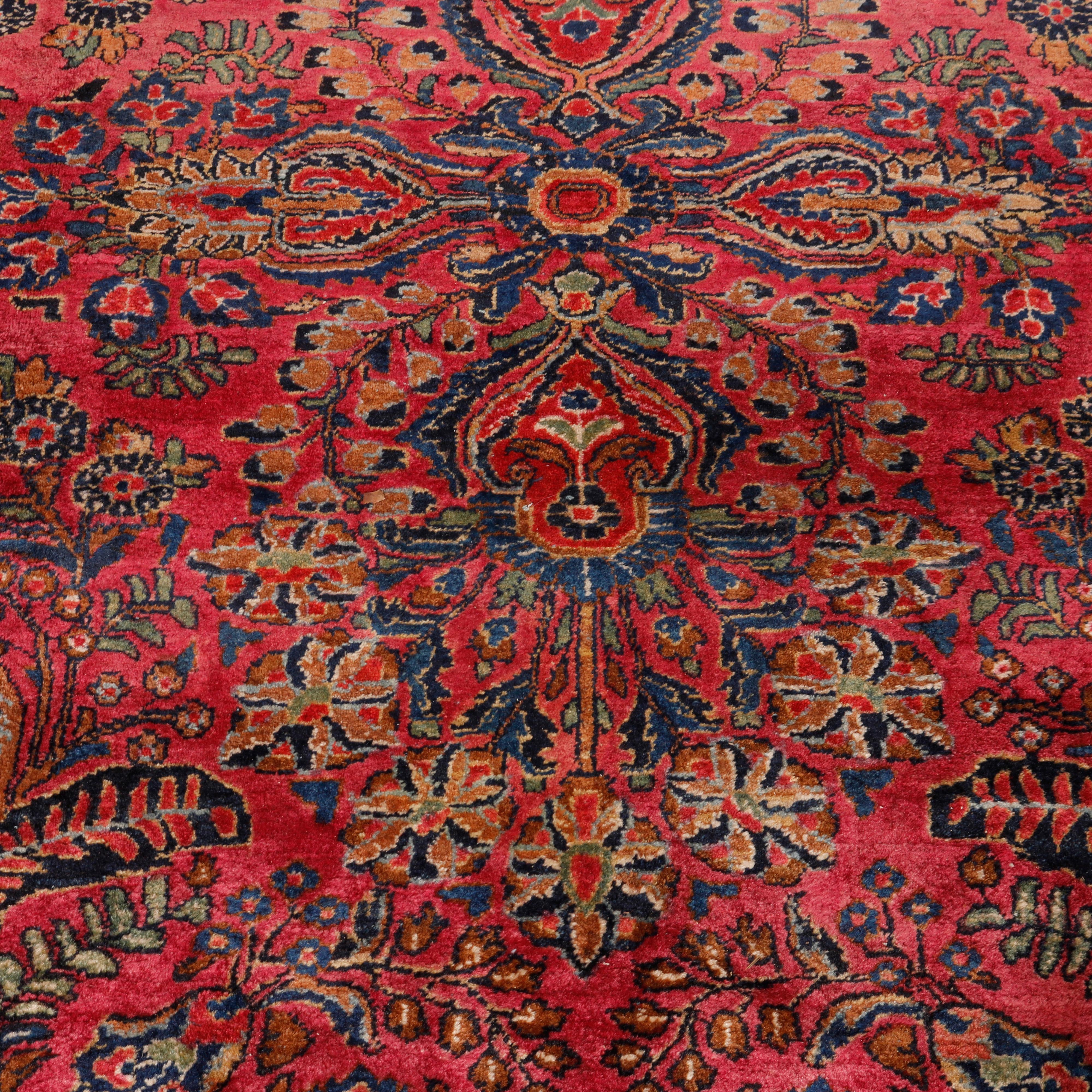 Asian Antique Persian Sarouk Oriental Room Size Wool Rug, Circa 1930