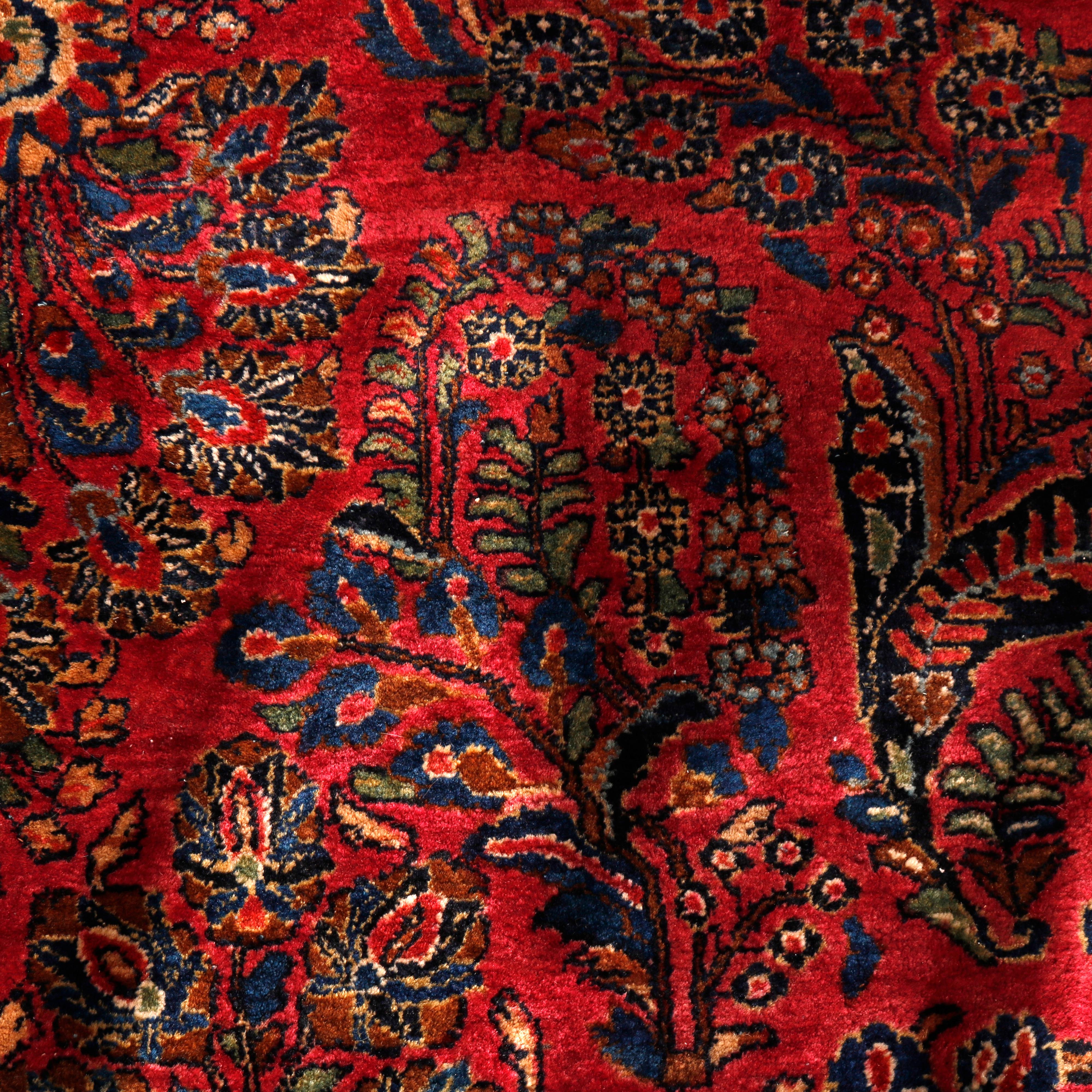 Antique Persian Sarouk Oriental Room Size Wool Rug, Circa 1930 1