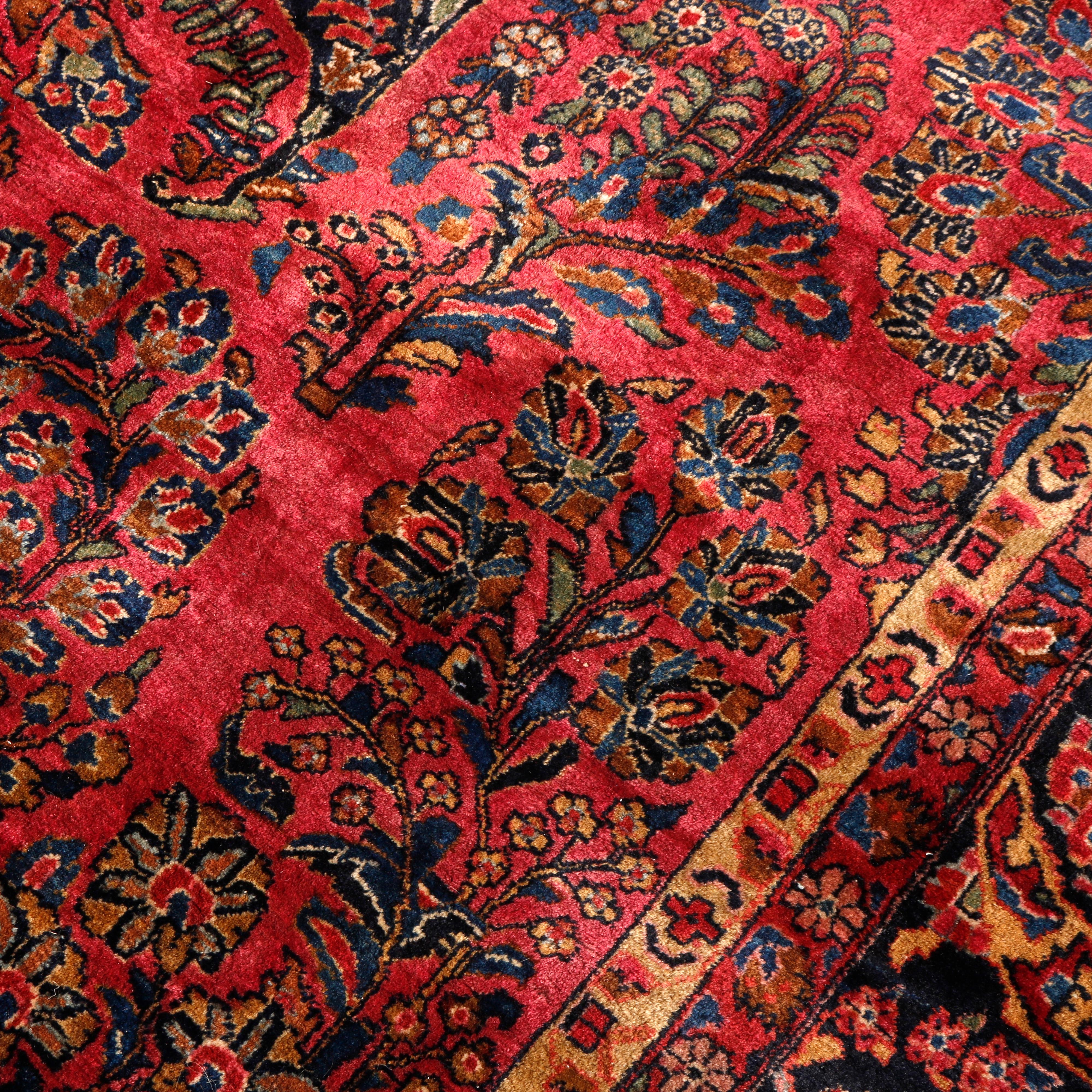 Antique Persian Sarouk Oriental Room Size Wool Rug, Circa 1930 2