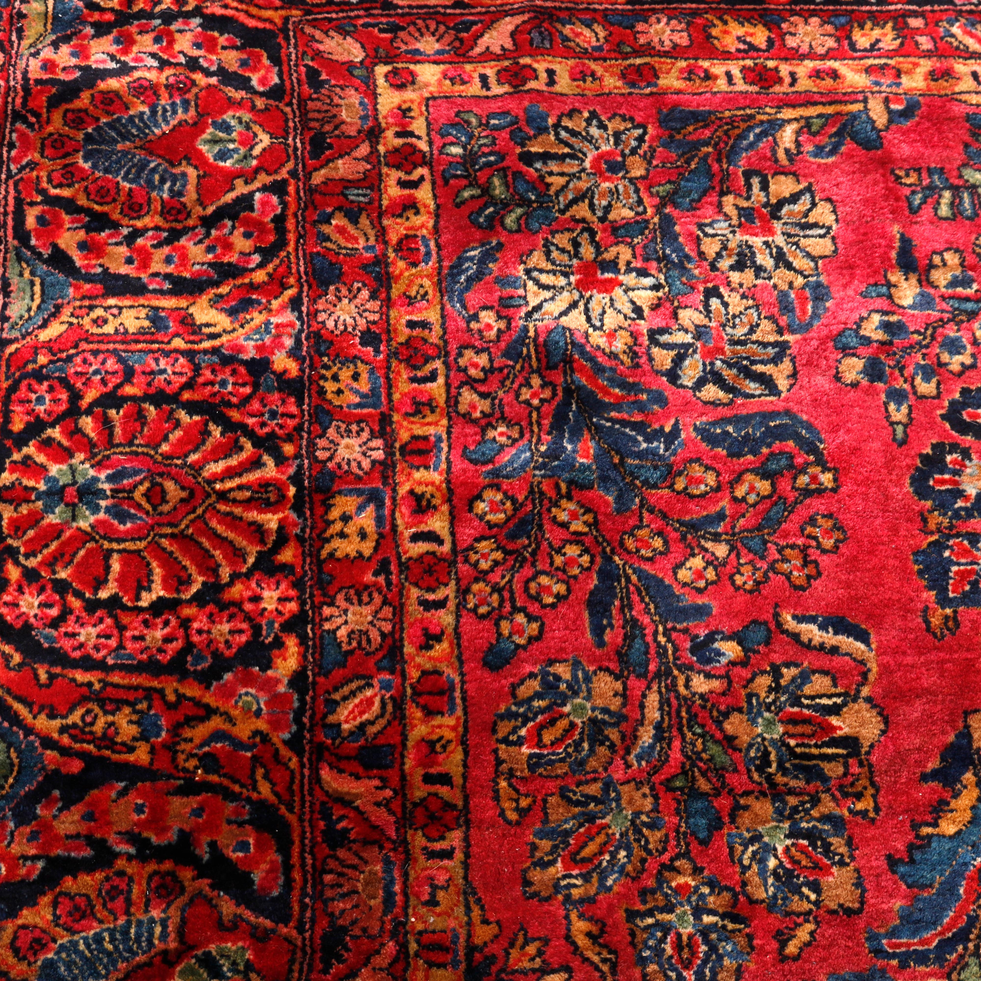 Antique Persian Sarouk Oriental Room Size Wool Rug, Circa 1930 3