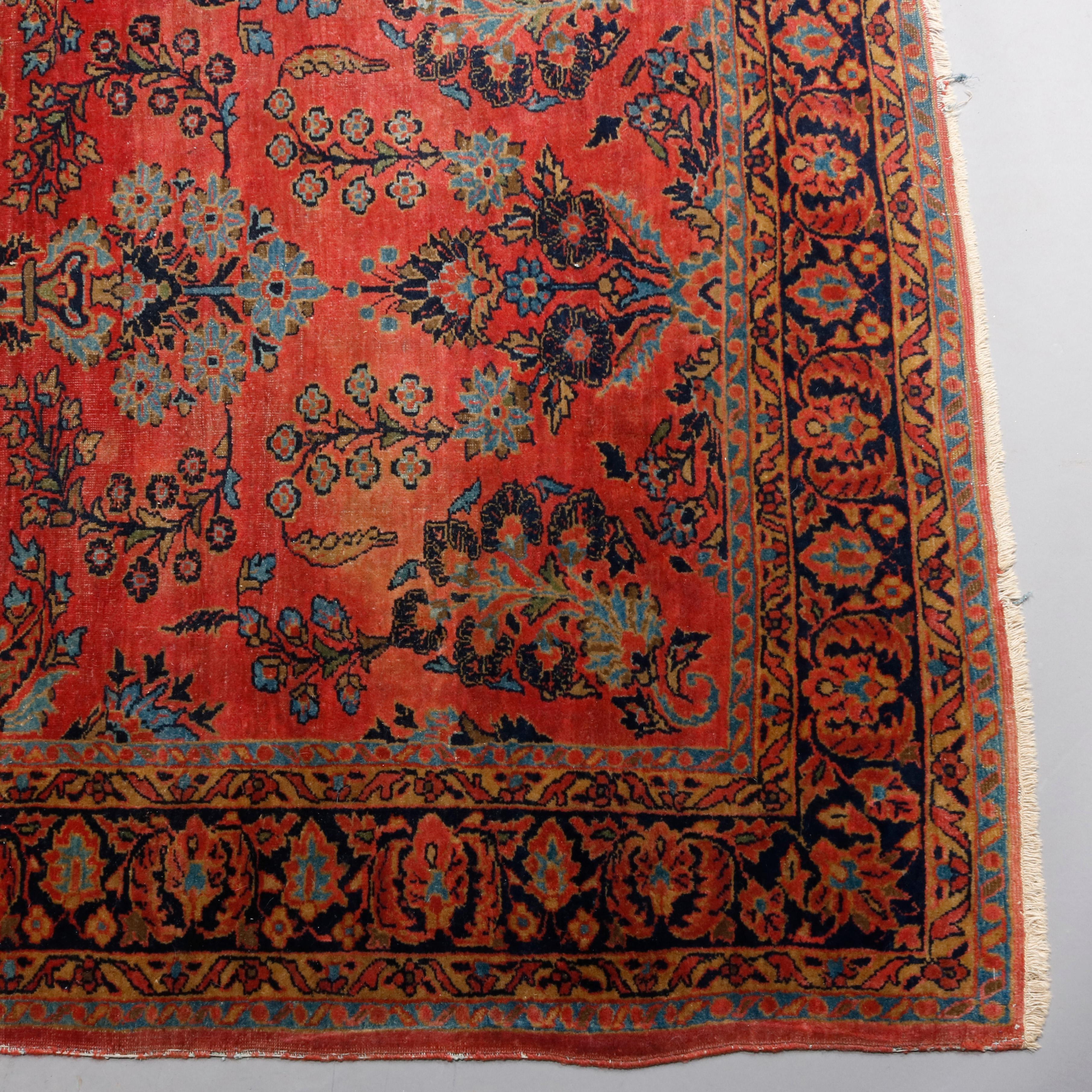Wool Antique Persian Sarouk Oriental Rug, circa 1920
