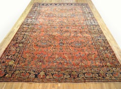 Tapis persan ancien de style Sarouk oriental, de grande taille avec un motif floral complexe