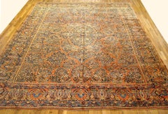 Antique Persian Sarouk Oriental Rug, in Room size, with Central Medallion