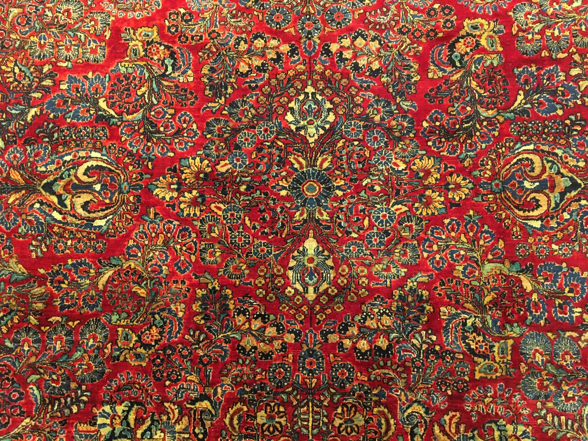 Hand-Knotted Antique Persian Sarouk Oriental Rug, in Room size, with Fine Floral Motifs For Sale
