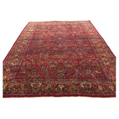 Antique Persian Sarouk Oriental Rug, in Room size, with Fine Floral Motifs