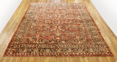 Antique Persian Sarouk Oriental Rug, in Room Size, with Intricate Floral Design
