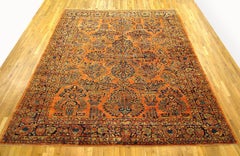Antique Persian Sarouk Oriental Rug, in Room size, with Intricate Floral Design