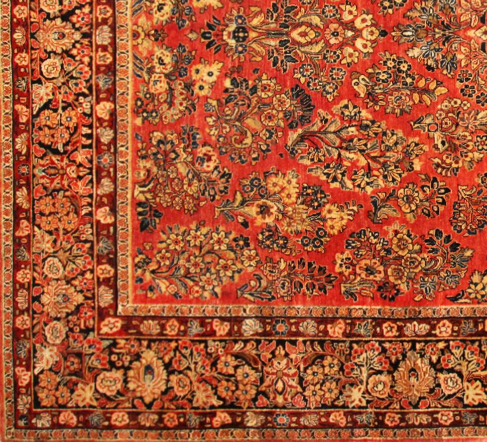 Antique Persian Sarouk Oriental Rug, in Room Size, with Intricate Floral Design For Sale 2