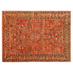 Tapis persan ancien de style Sarouk oriental, de taille normale, avec motif floral complexe