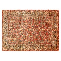 Antique Persian Sarouk Oriental Rug, in Room Size, with Intricate Floral Design