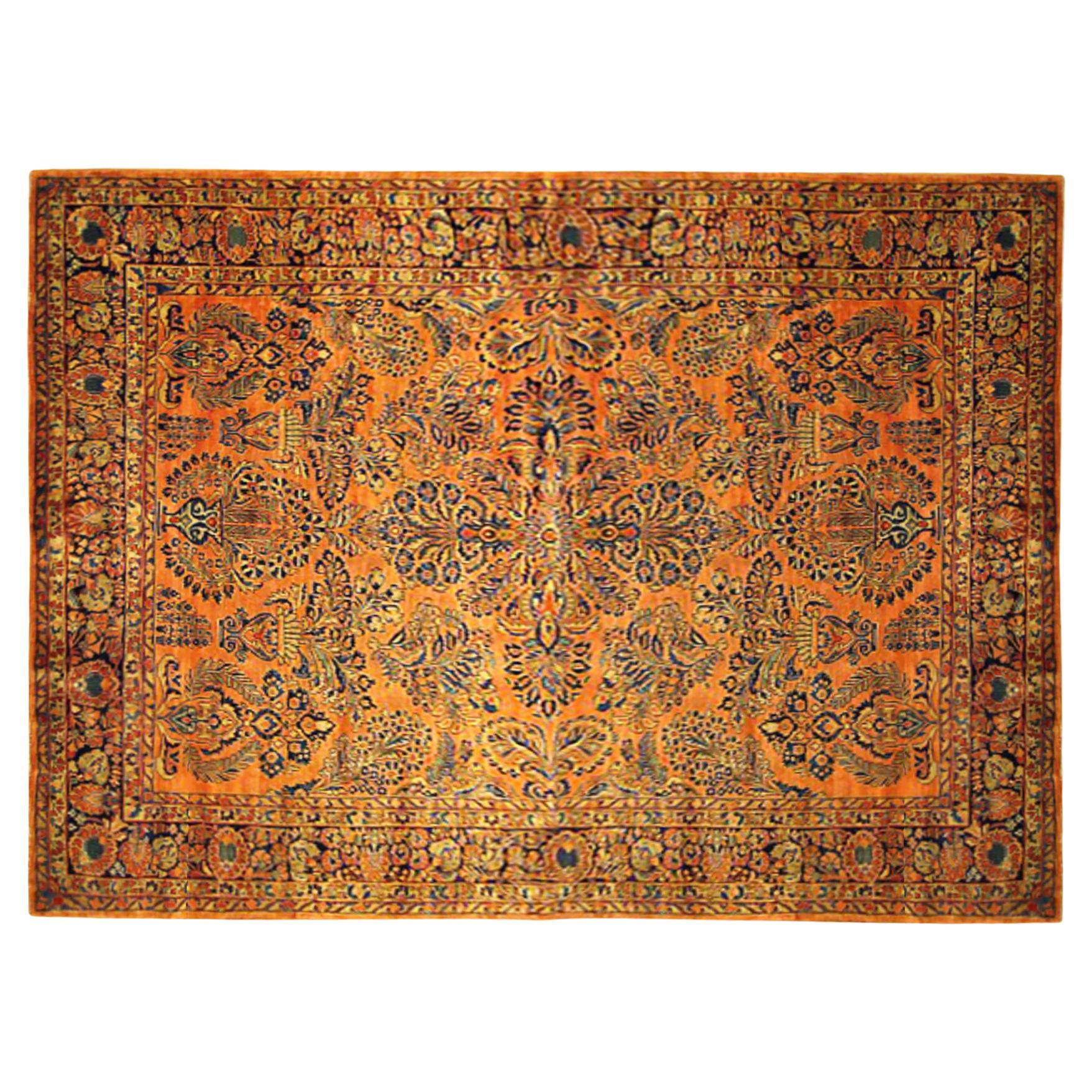 Antique Persian Sarouk Oriental Rug, in Room size, with Intricate Floral Design