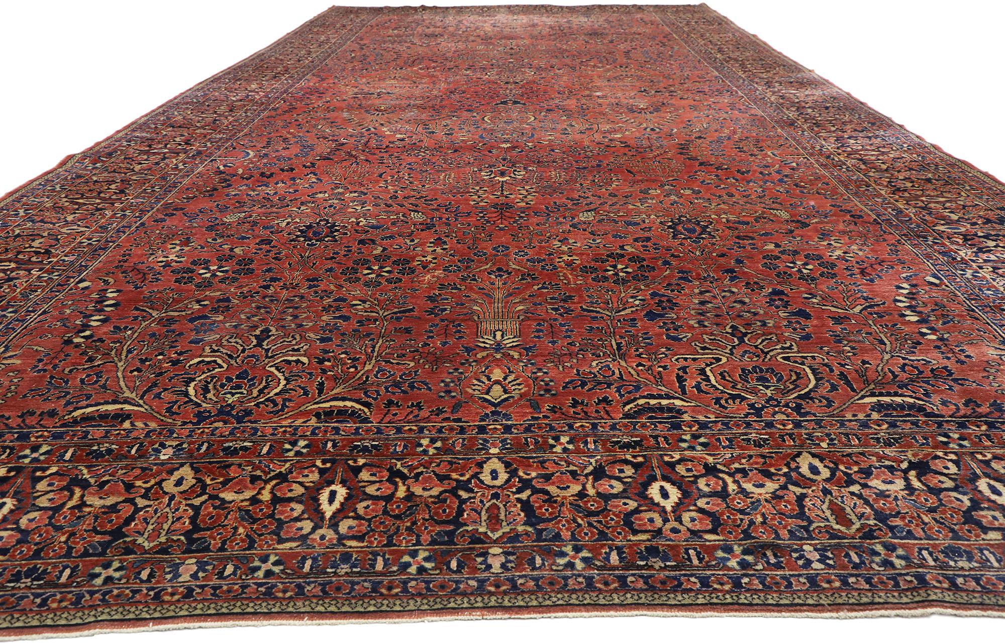 Sarouk Farahan Antique Persian Sarouk Carpet, 10'07 x 23'02  For Sale