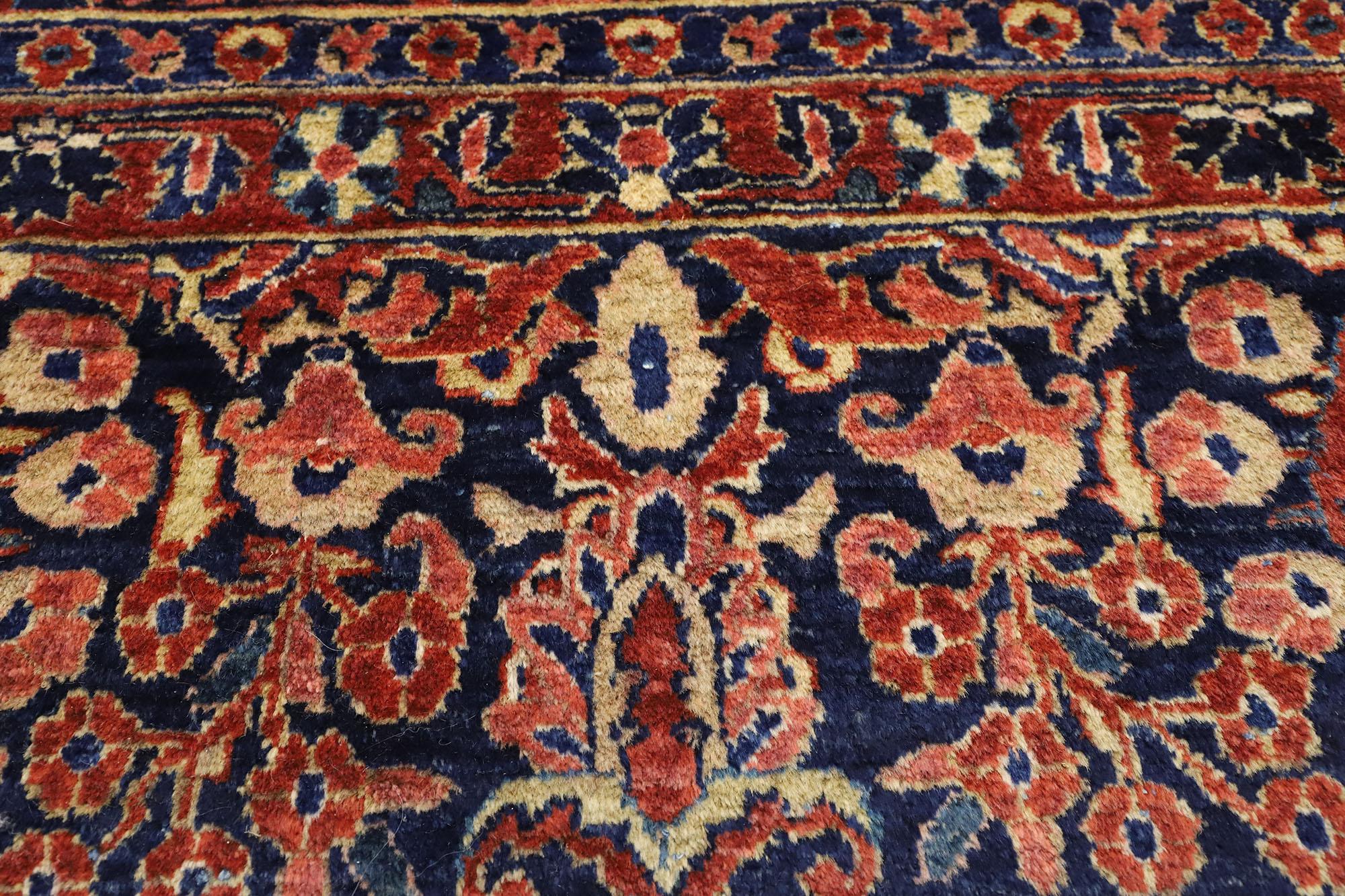 Hand-Knotted Antique Persian Sarouk Carpet, 10'07 x 23'02  For Sale