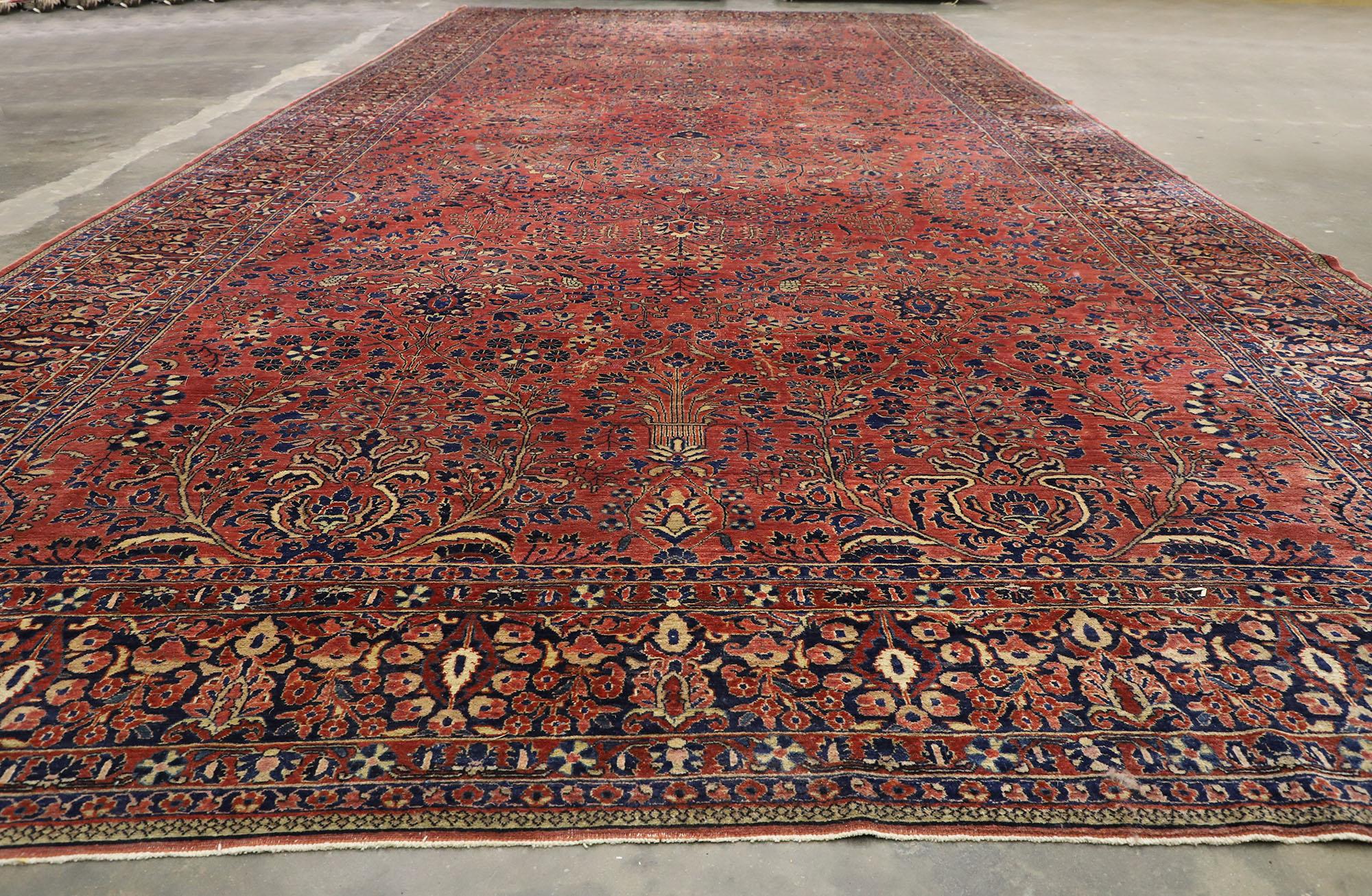 Wool Antique Persian Sarouk Carpet, 10'07 x 23'02  For Sale