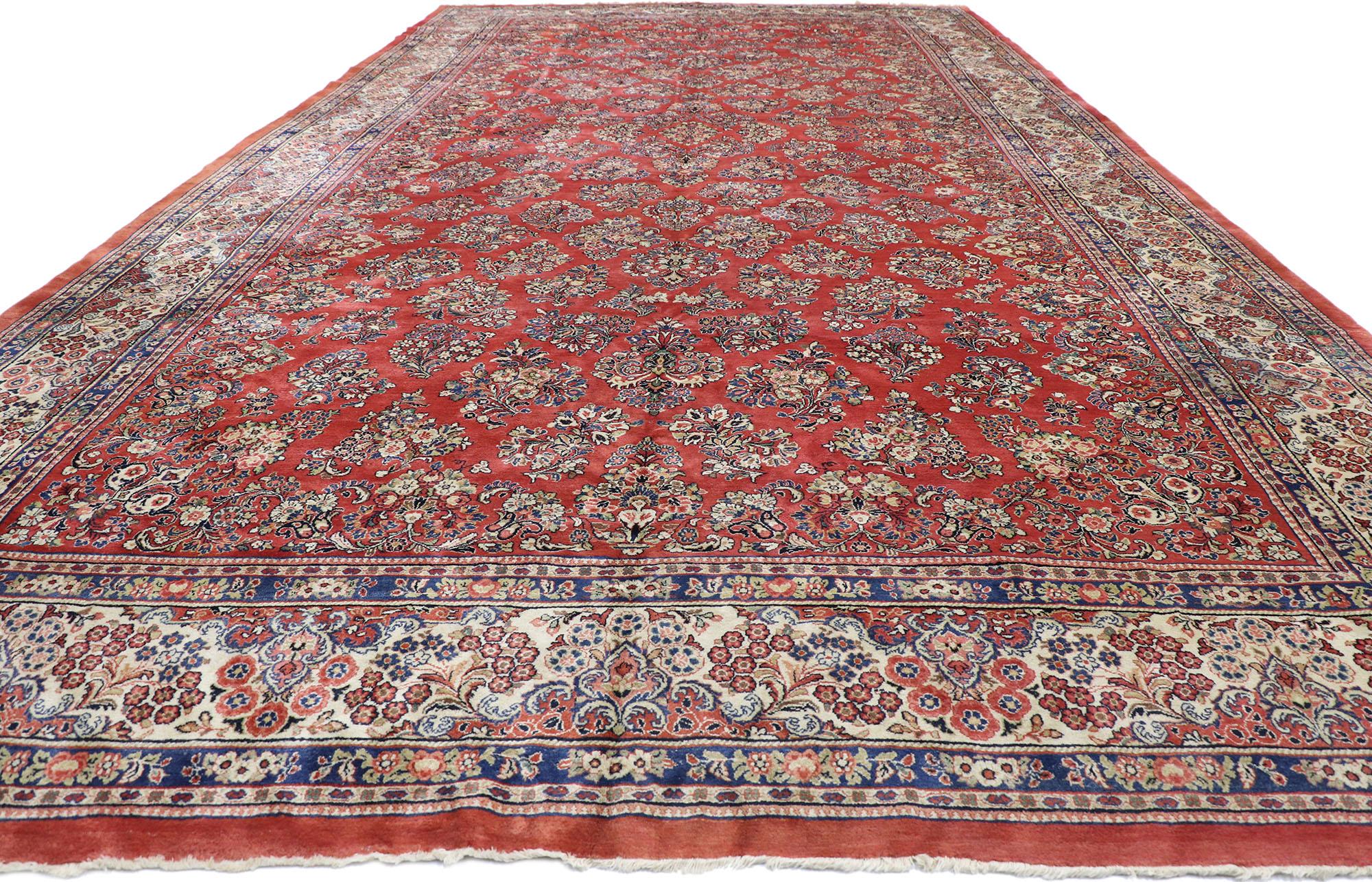 Sarouk Farahan Oversized Antique Persian Sarouk Rug, Hotel Lobby Size  Carpet For Sale