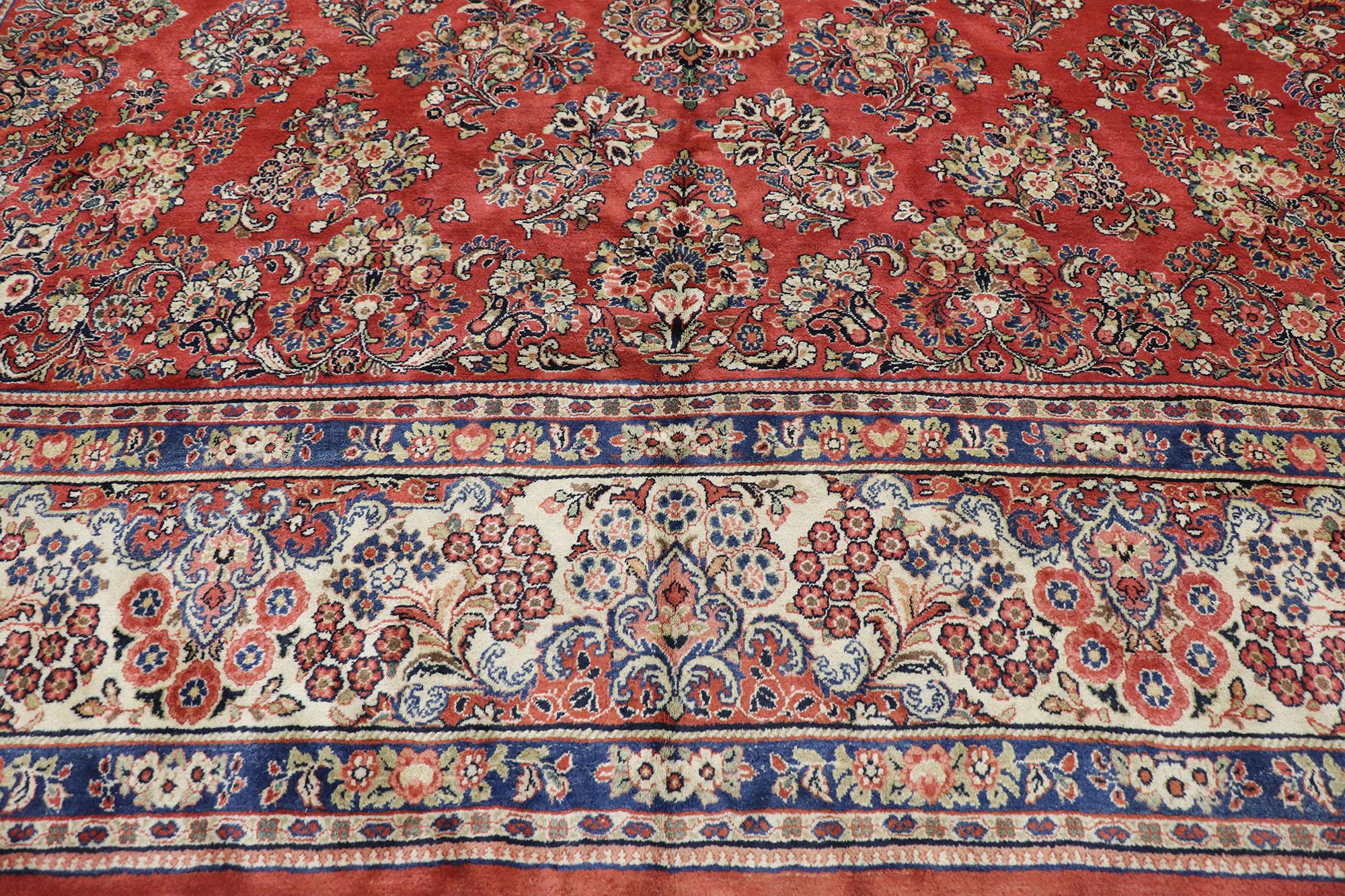 Hand-Knotted Oversized Antique Persian Sarouk Rug, Hotel Lobby Size  Carpet For Sale