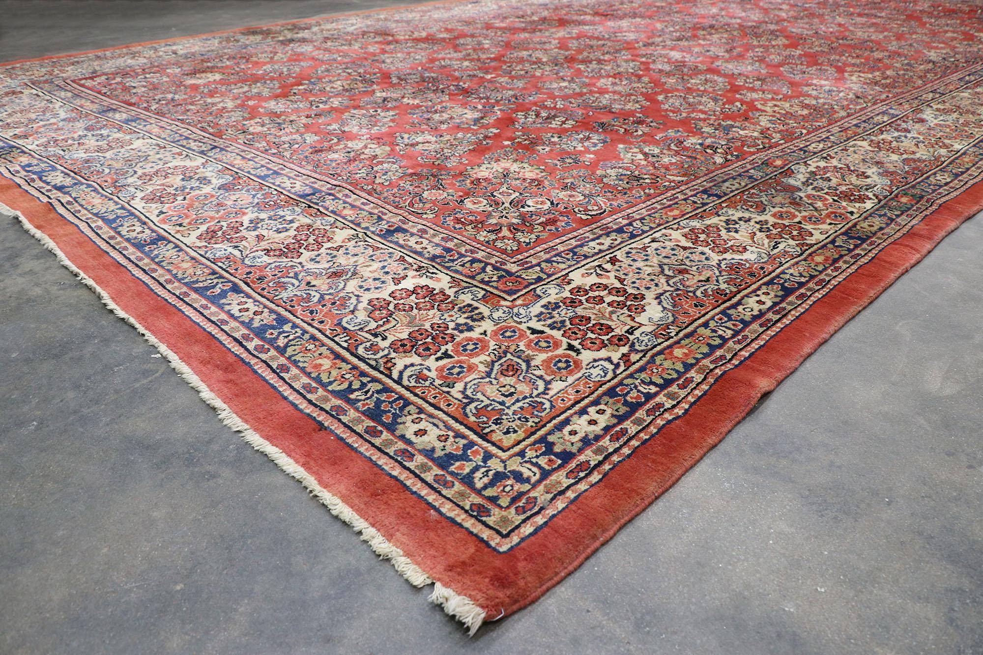 20th Century Oversized Antique Persian Sarouk Rug, Hotel Lobby Size  Carpet For Sale