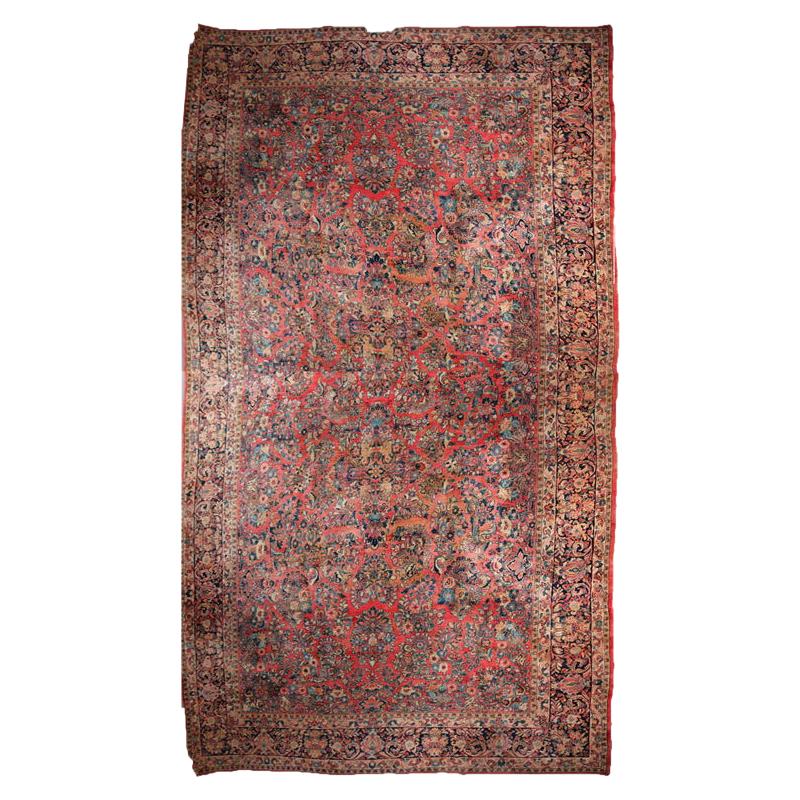 Antique Persian Sarouk Room Size Oriental Wool Carpet, circa 1920 For Sale