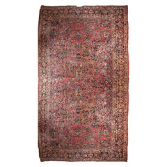 Antique Persian Sarouk Room Size Oriental Wool Carpet, circa 1920