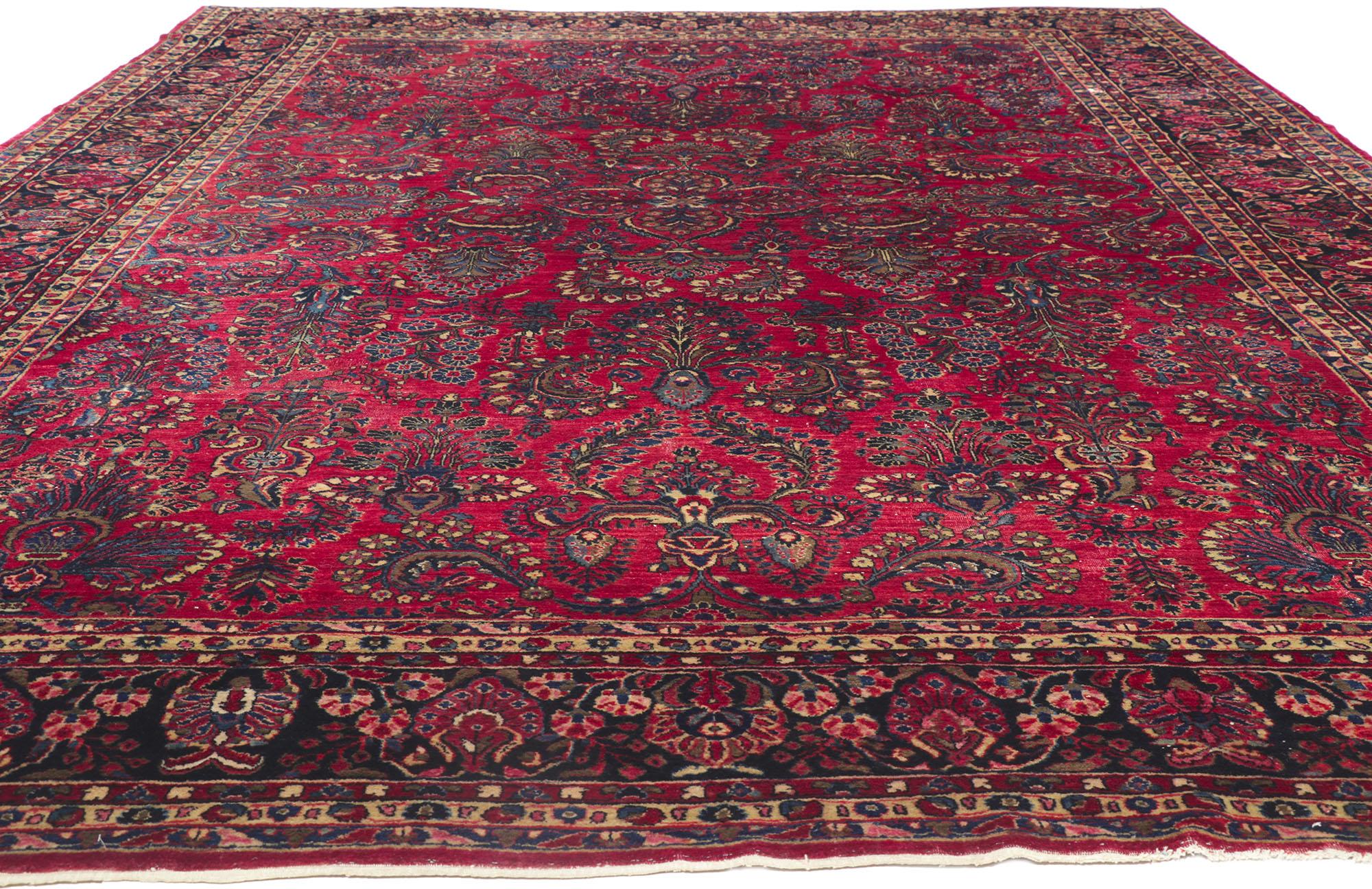 Antiker persischer Sarouk-Teppich in Zimmergröße, antik (Sarouk Farahan) im Angebot