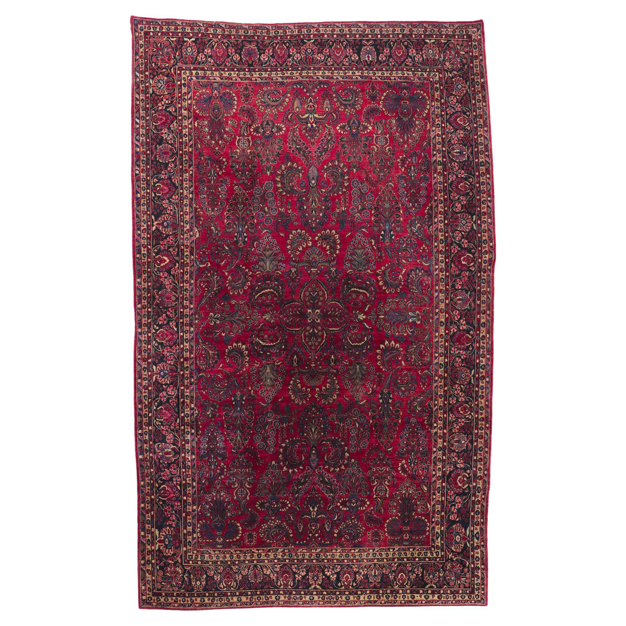 Antique Persian Sarouk Room Size Rug For Sale