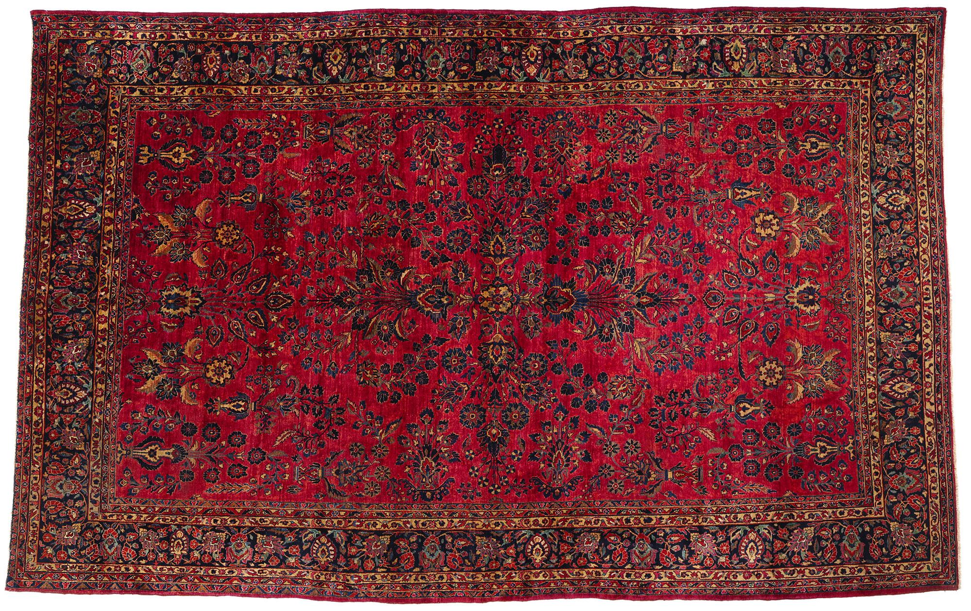 Tapis persan ancien Sarouk, 10'01 x 15'09 en vente 2