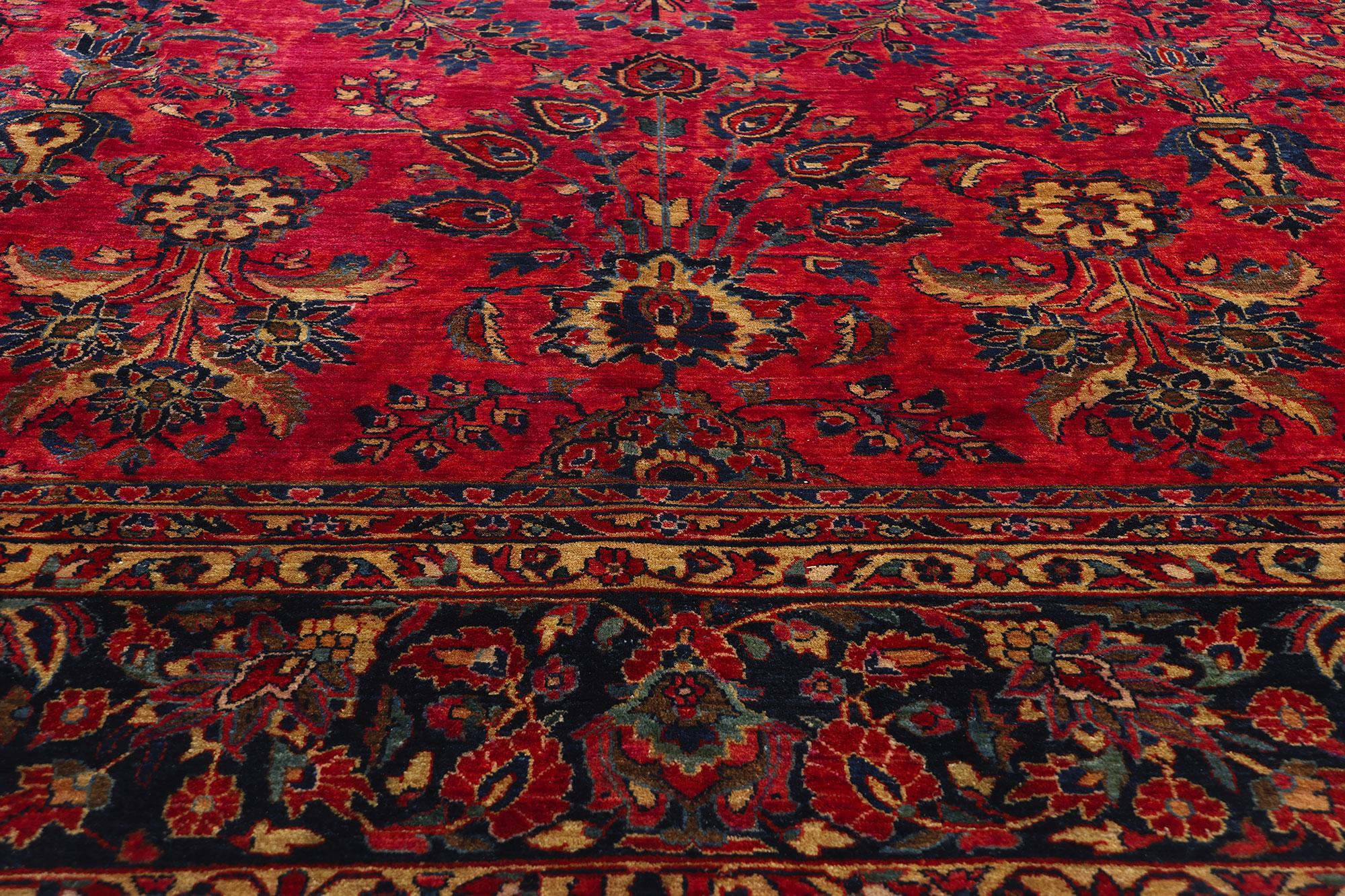 Noué à la main Tapis persan ancien Sarouk, 10'01 x 15'09 en vente