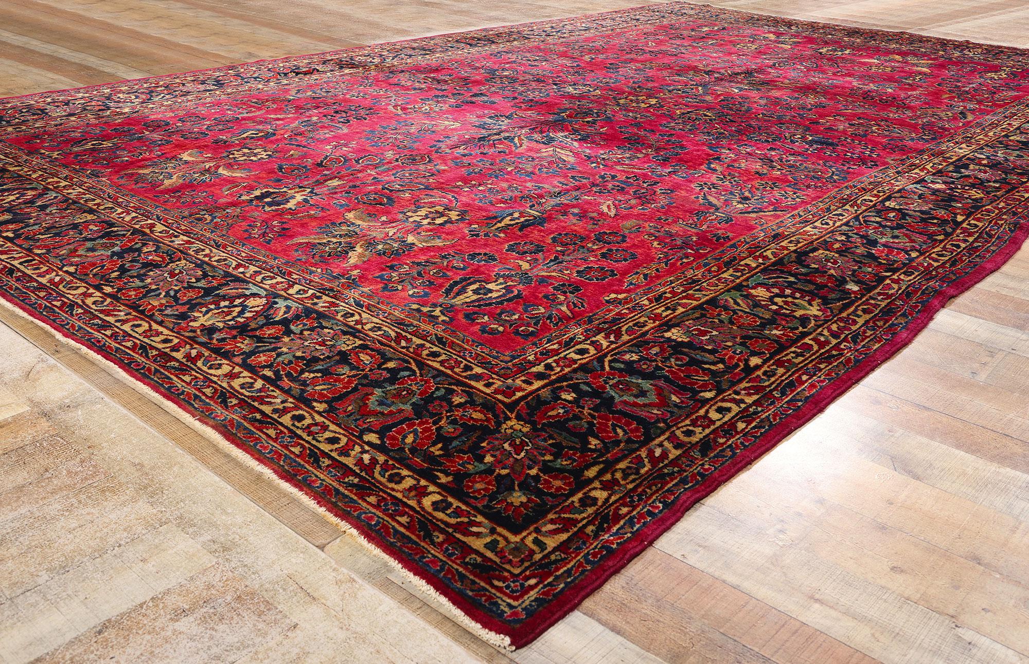 20ième siècle Tapis persan ancien Sarouk, 10'01 x 15'09 en vente