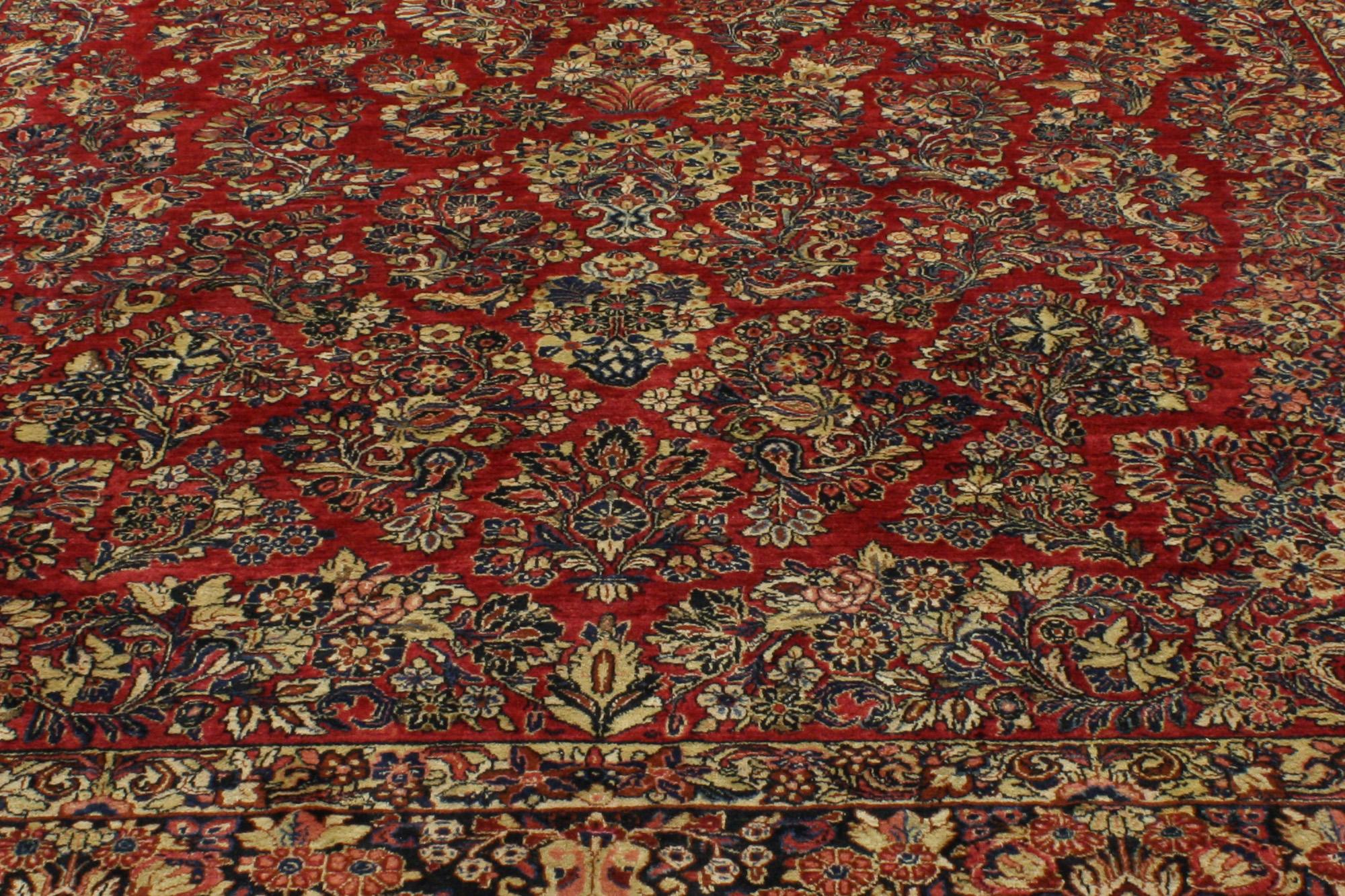 Hand-Knotted Antique Persian Sarouk Rug, 10'03 x 17'10 For Sale