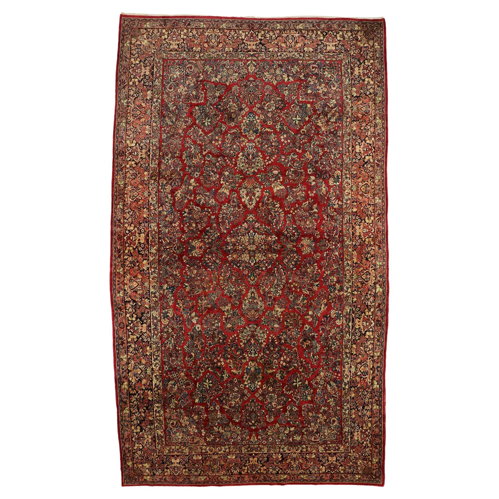 Tapis persan ancien Sarouk, 10'03 x 17'10 en vente