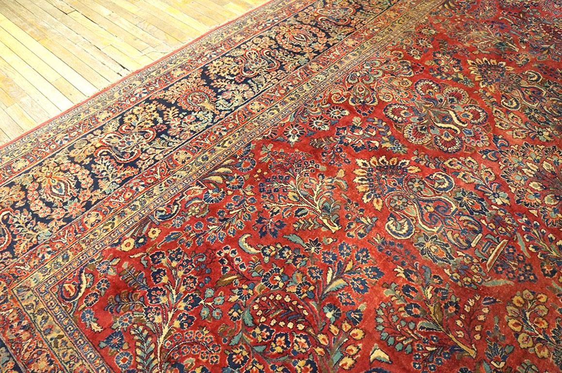 Hand-Knotted 1920s Persian Sarouk Carpet ( 13' 8