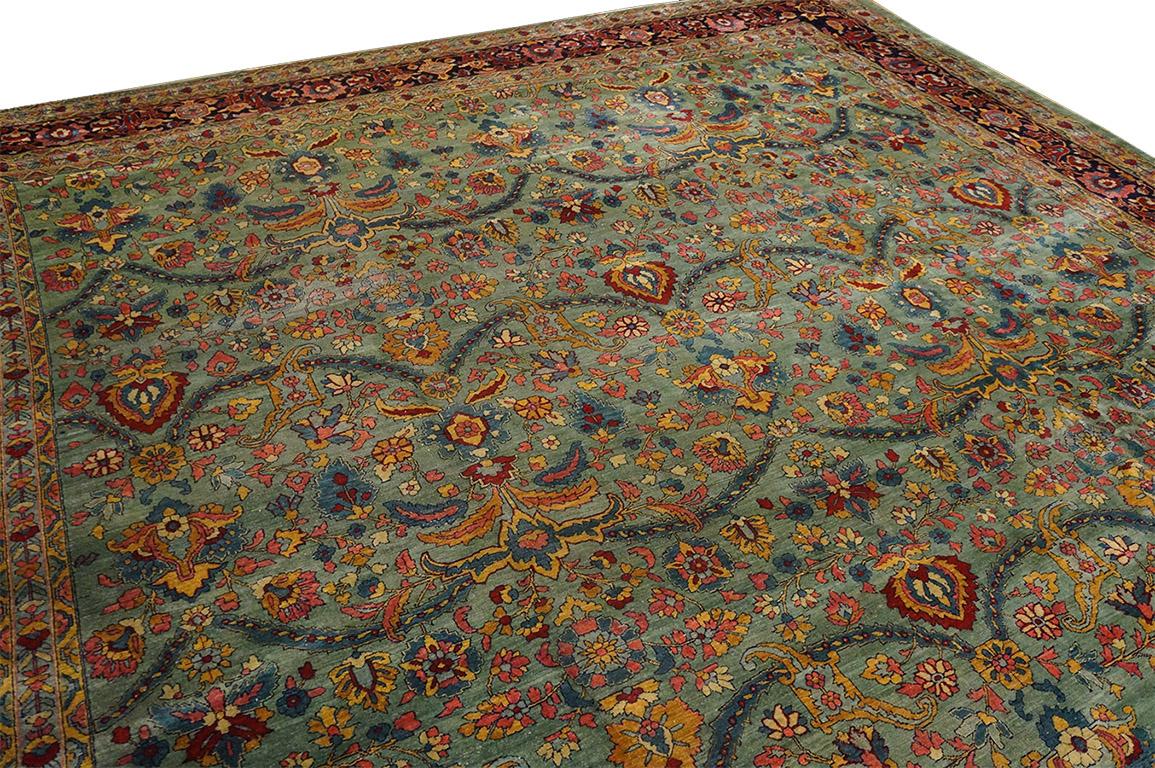 Wool Early 20th Century Persian Sarouk Mohajeran Carpet (14'10