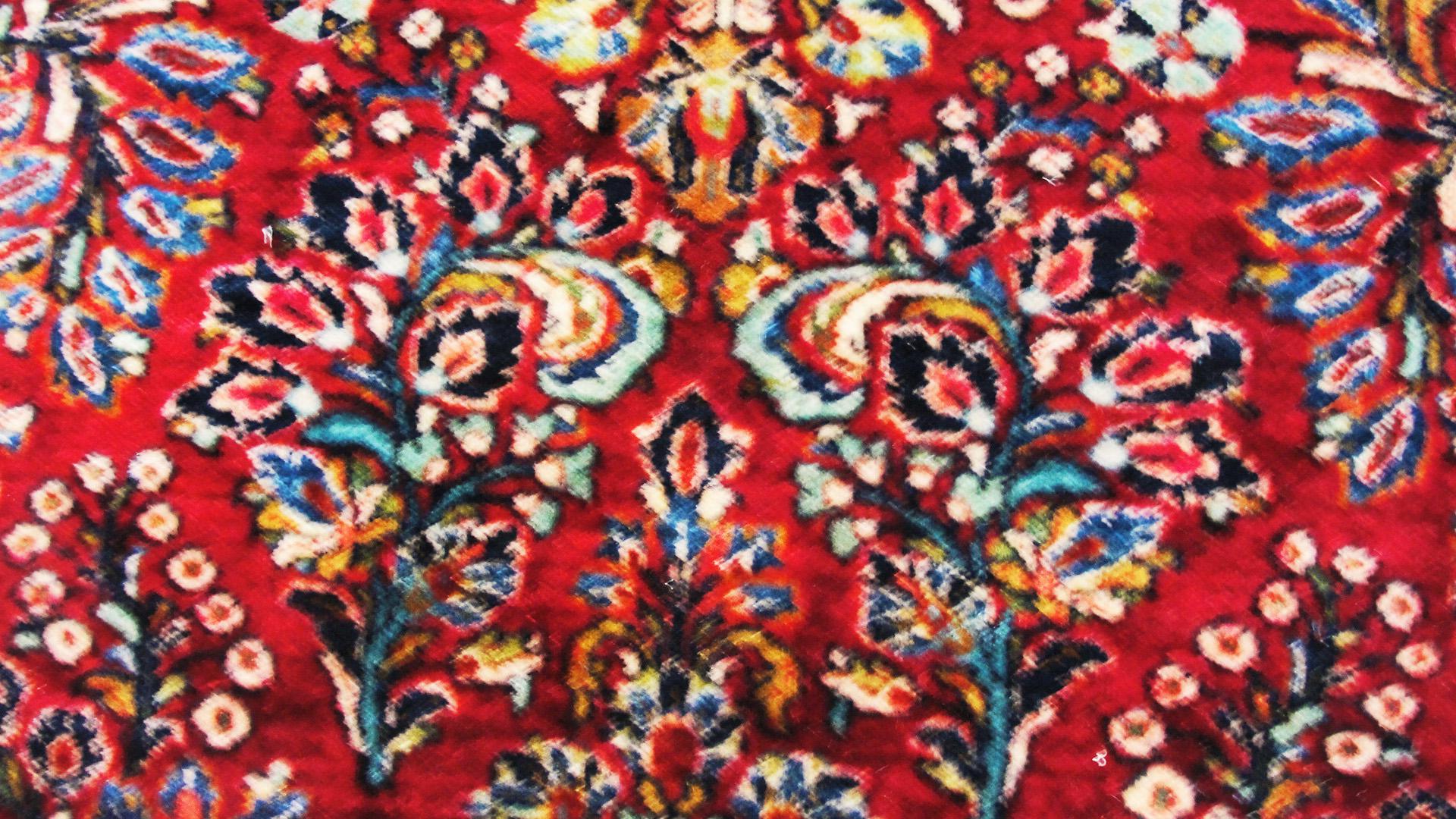 Sarouk Farahan Antique Persian Sarouk Rug, c-1930's, Red and blue, floral design For Sale