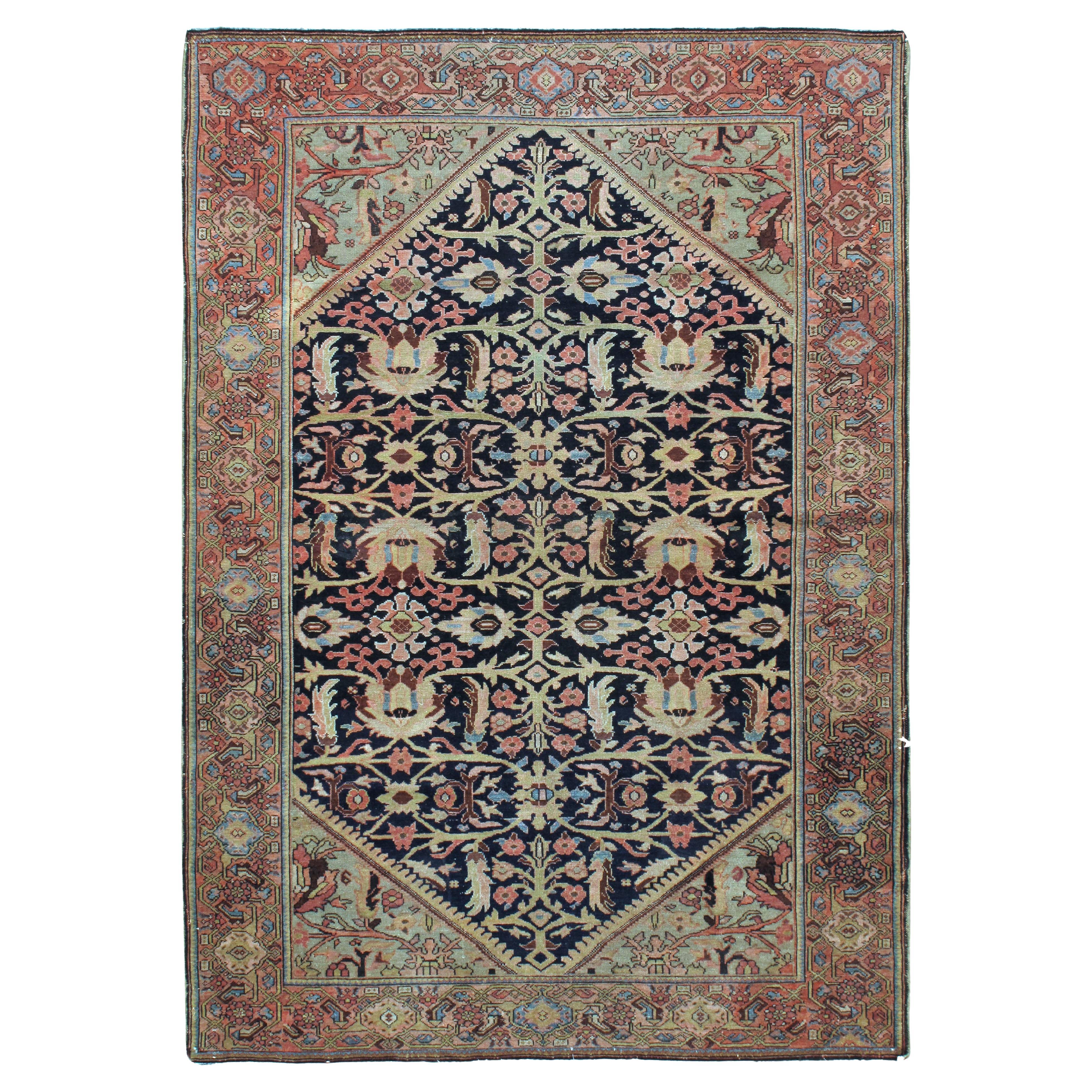 Antique Persian Sarouk Rug, 4'6 x 7'7 For Sale