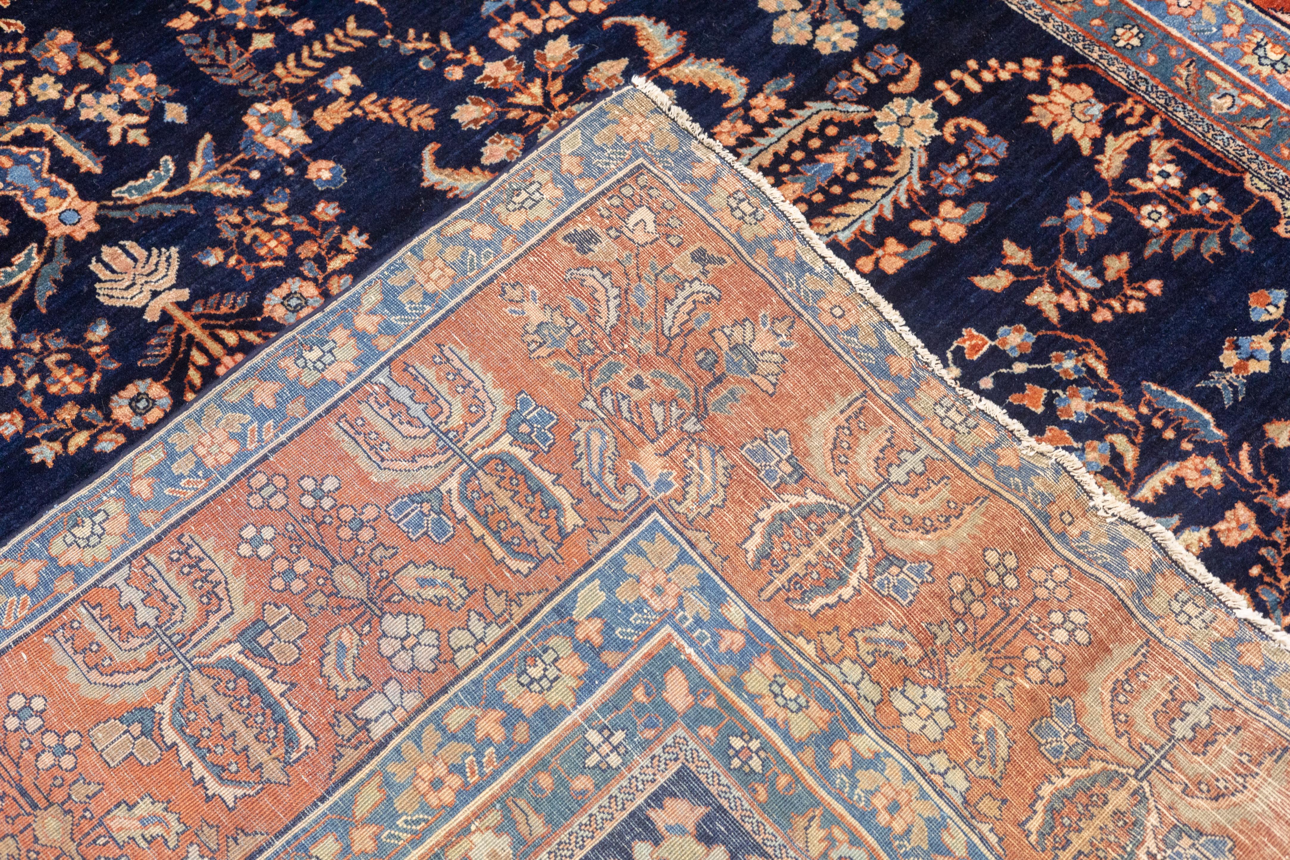 Antiker persischer Sarouk-Teppich aus Sarouk 8'8'' x 11'8'' im Angebot 5